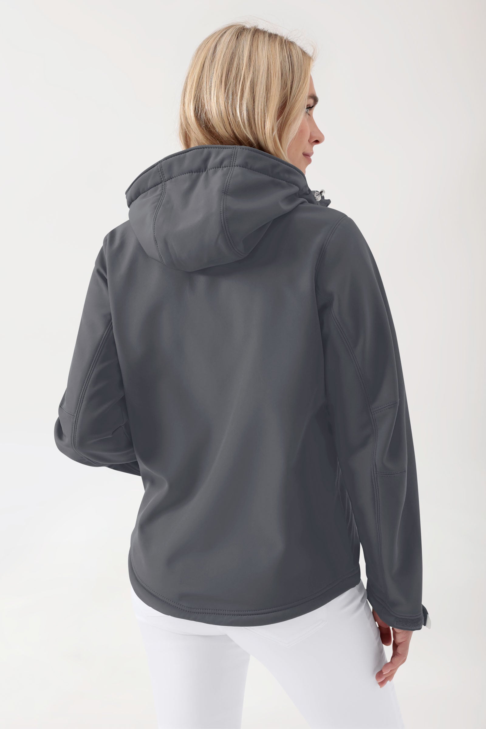 Softshell Jacken Unisex - abnehmbare Kapuze erzgrau