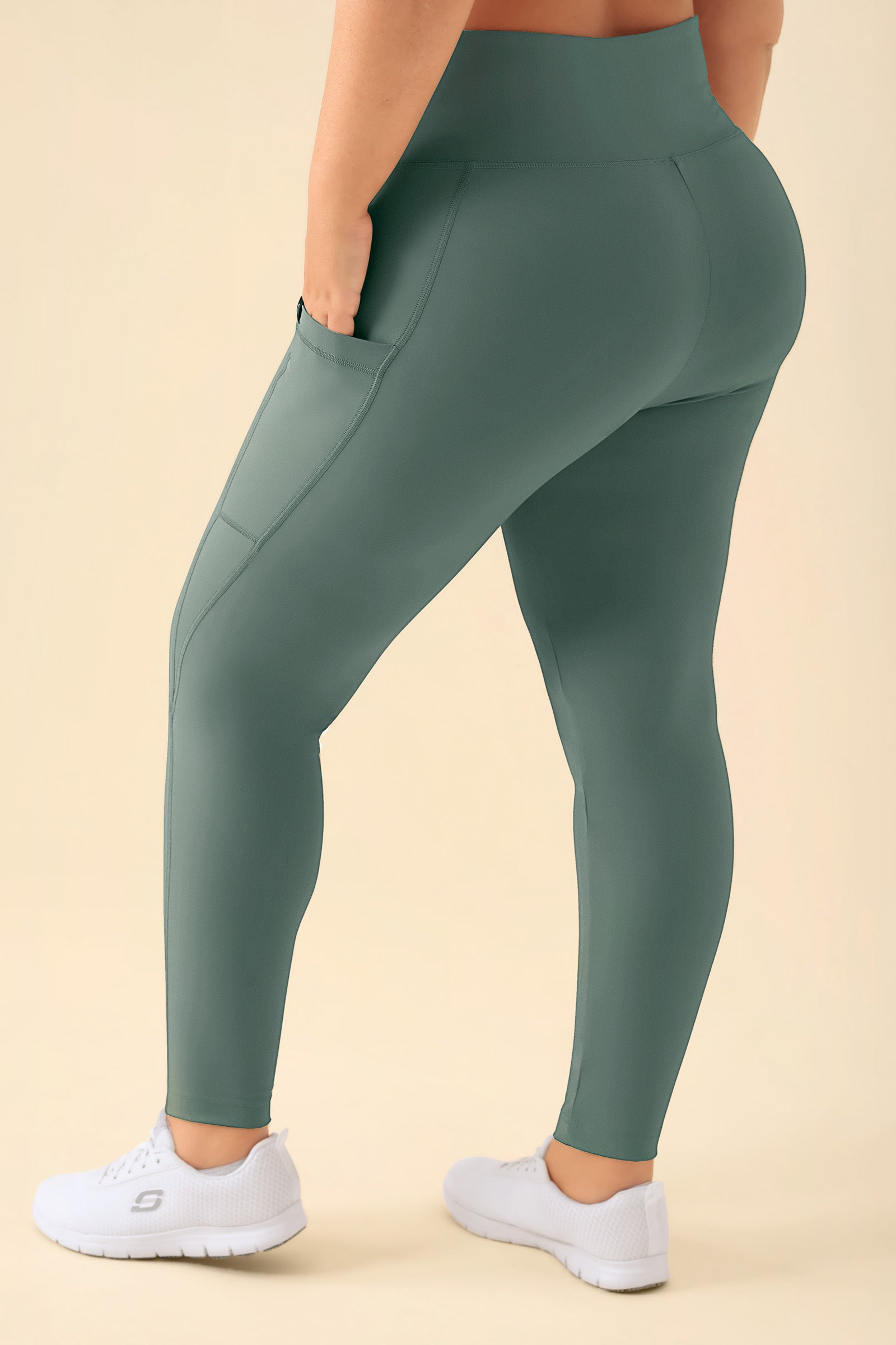 KAERE Leggings Damen - super elastisch dunkelgrün, Rückansicht 