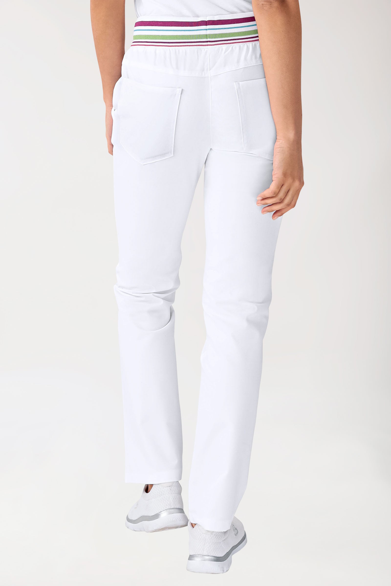 Stretch Hose Damen - Strickbund weiß, Rückansicht 