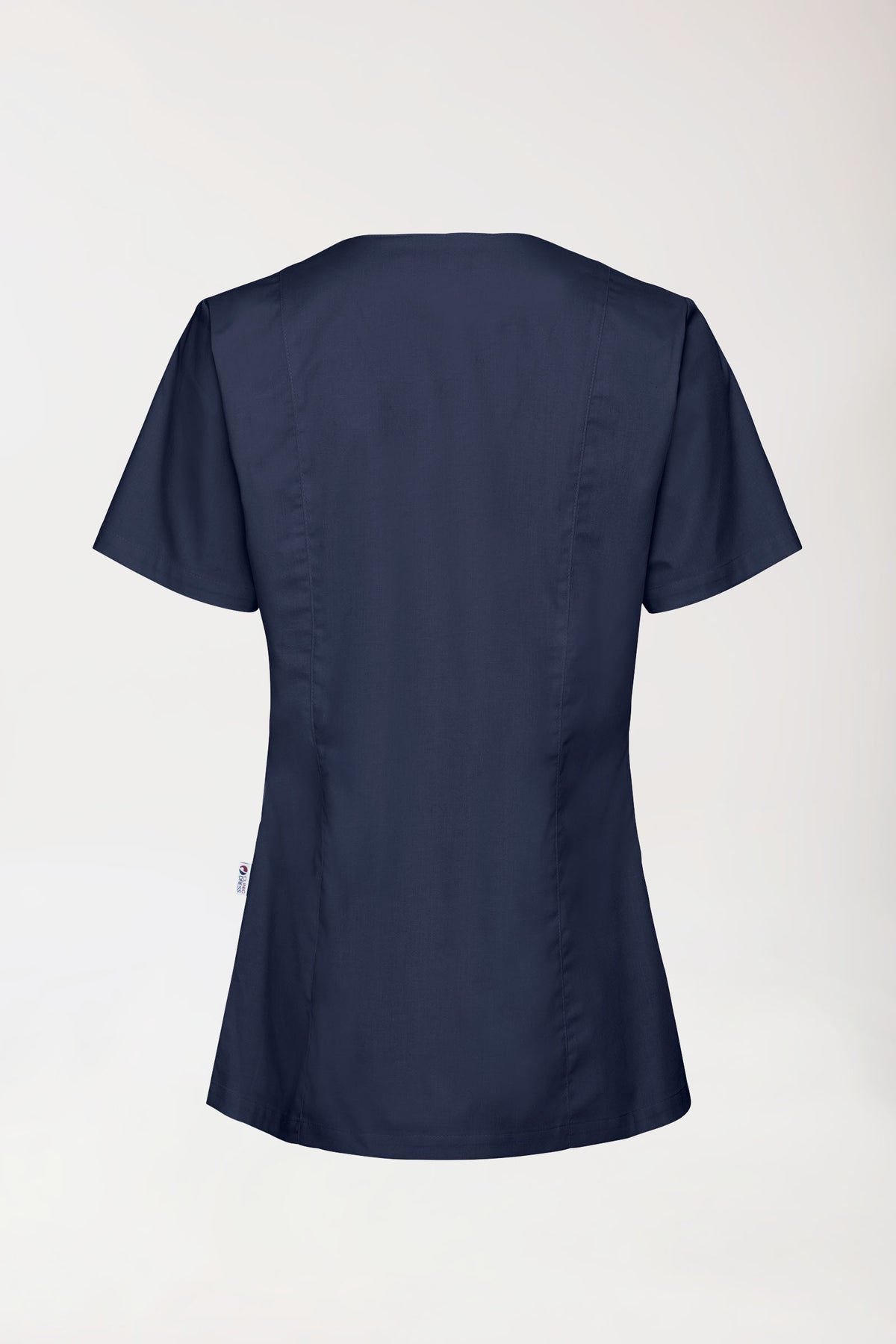 Stretch Kasack Damen - durchgeknöpft navy, Rückansicht 