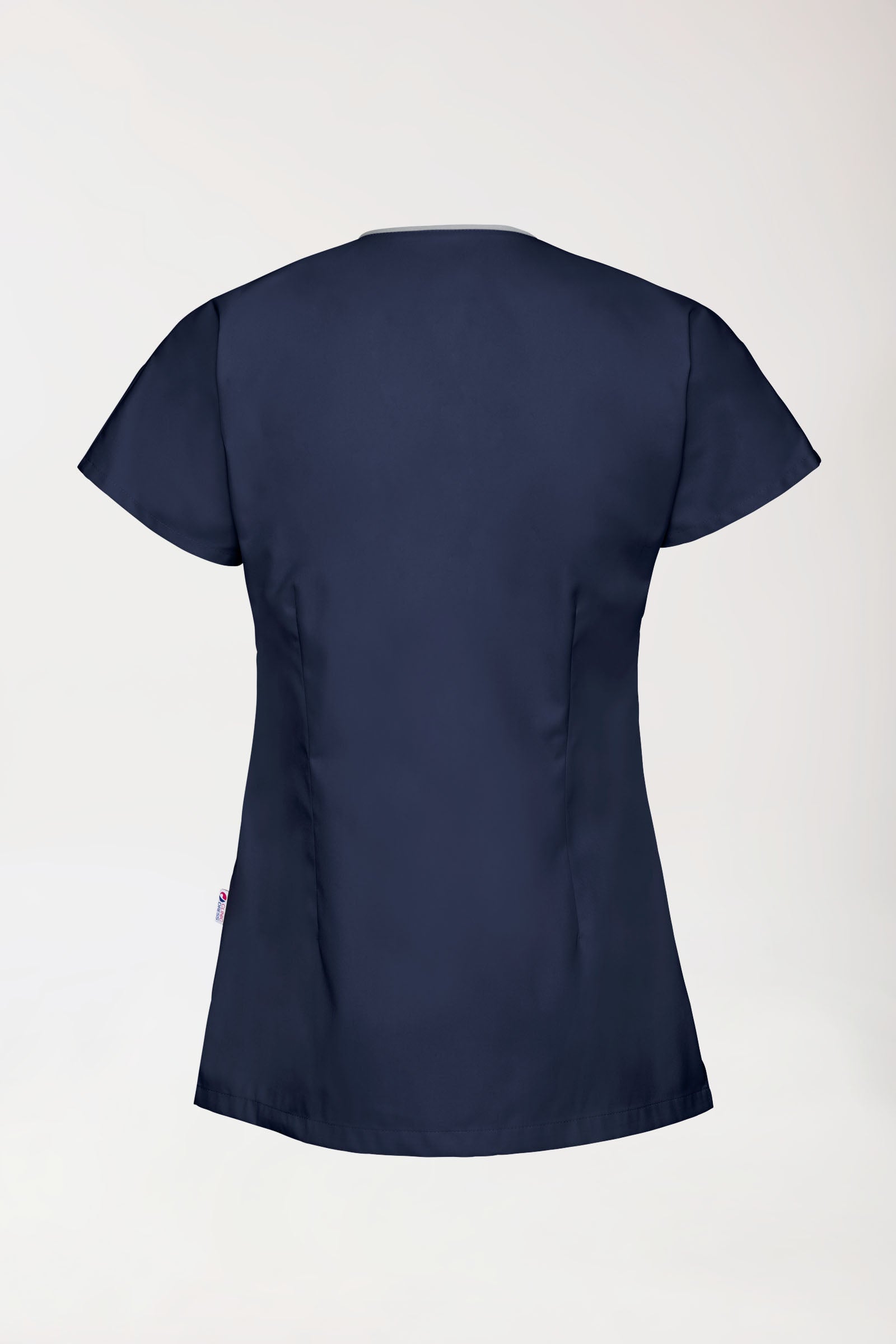 Beauty Kasack Damen - asymmetrische Druckknopfleiste navy/grau