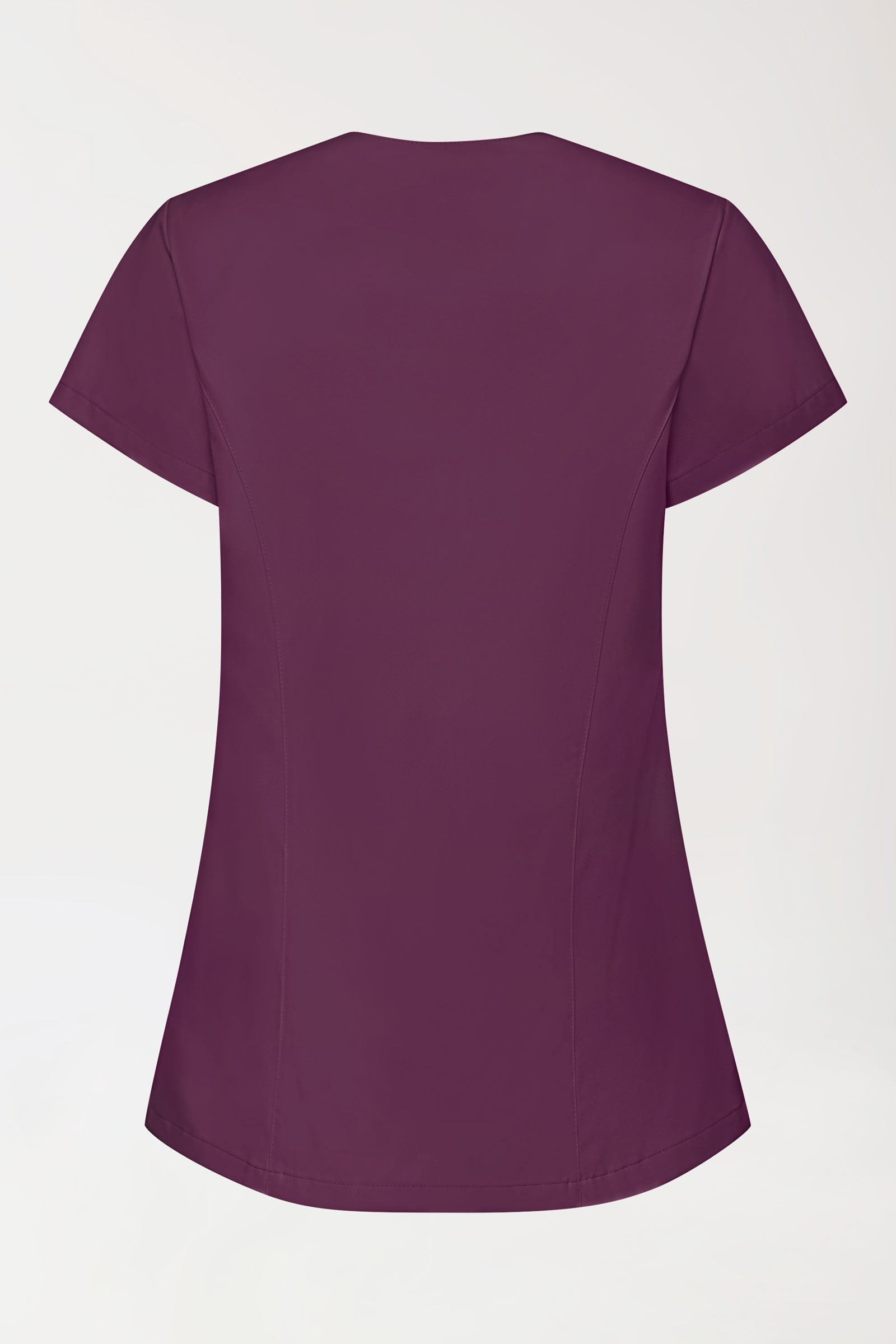 GREEN Stretch Kasack Damen - asymmetrische Druckknopfleiste pflaume