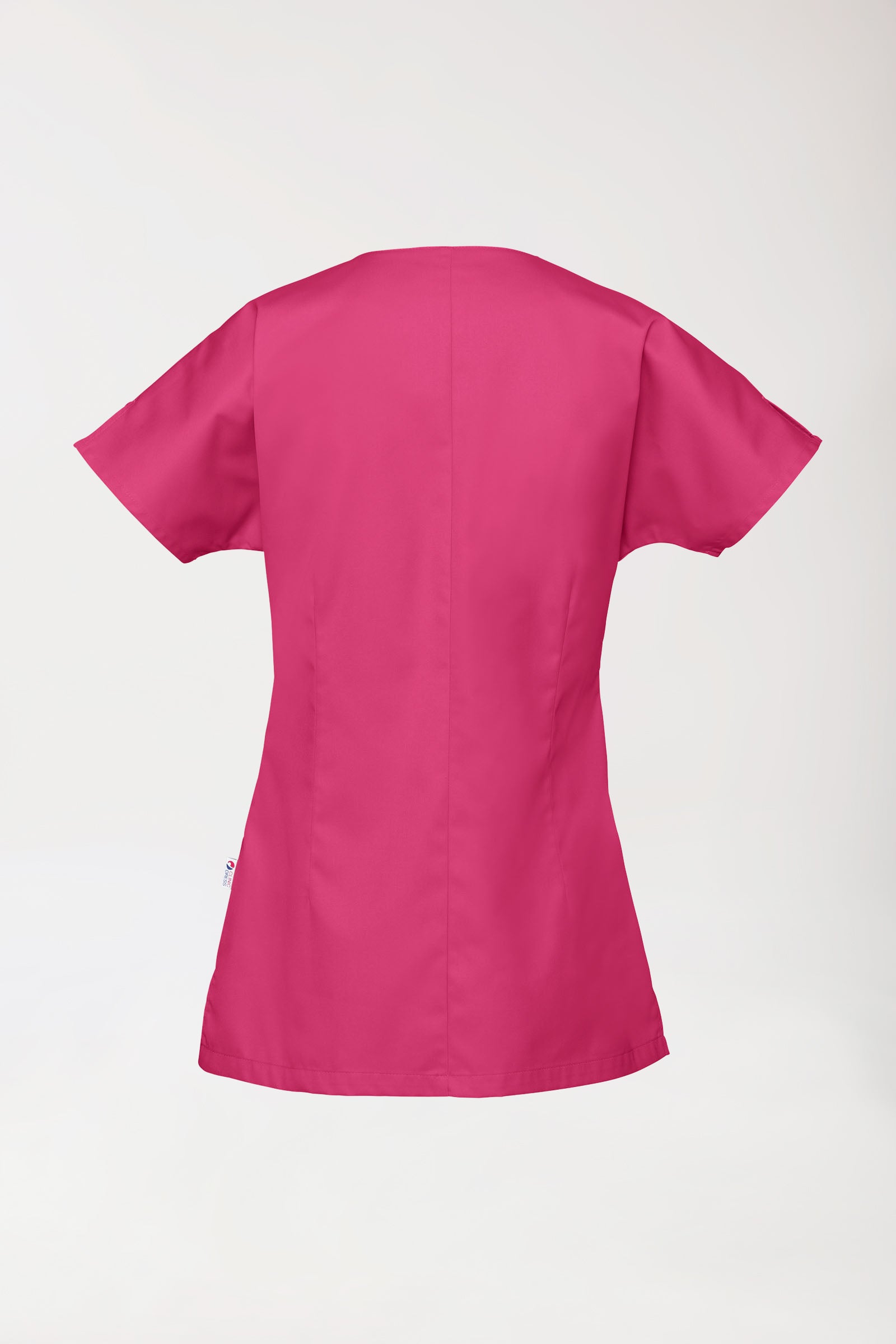 Beauty Kasack Damen - asymmetrische Druckknopfleiste pink, Rückansicht 