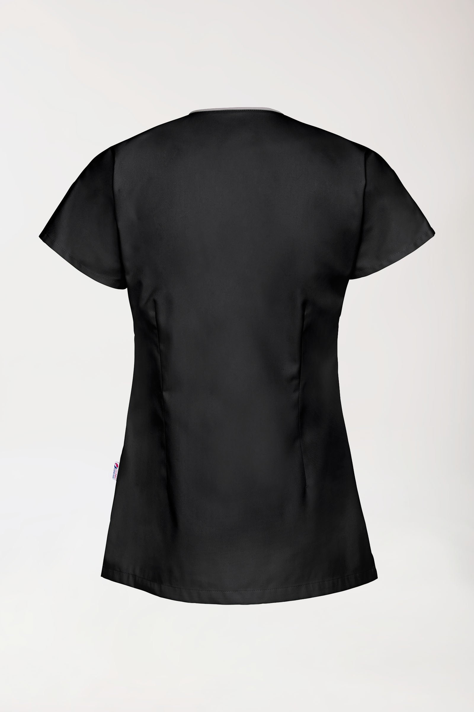 Beauty Kasack Damen - asymmetrische Druckknopfleiste schwarz/grau