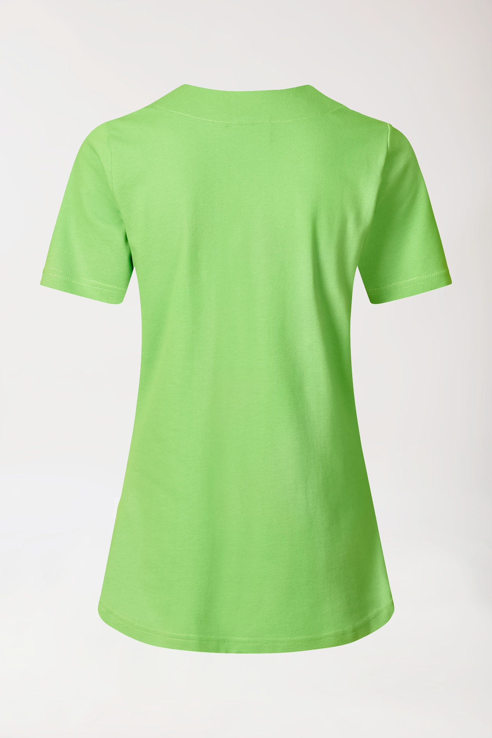 Piqué Longshirt Damen - diagonaler Ausschnitt apfelgrün, Rückansicht 