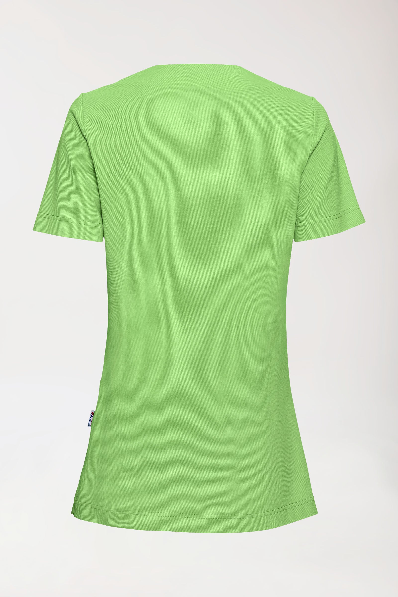 Piqué Longshirt Damen - V-Ausschnitt apfelgrün, Rückansicht 