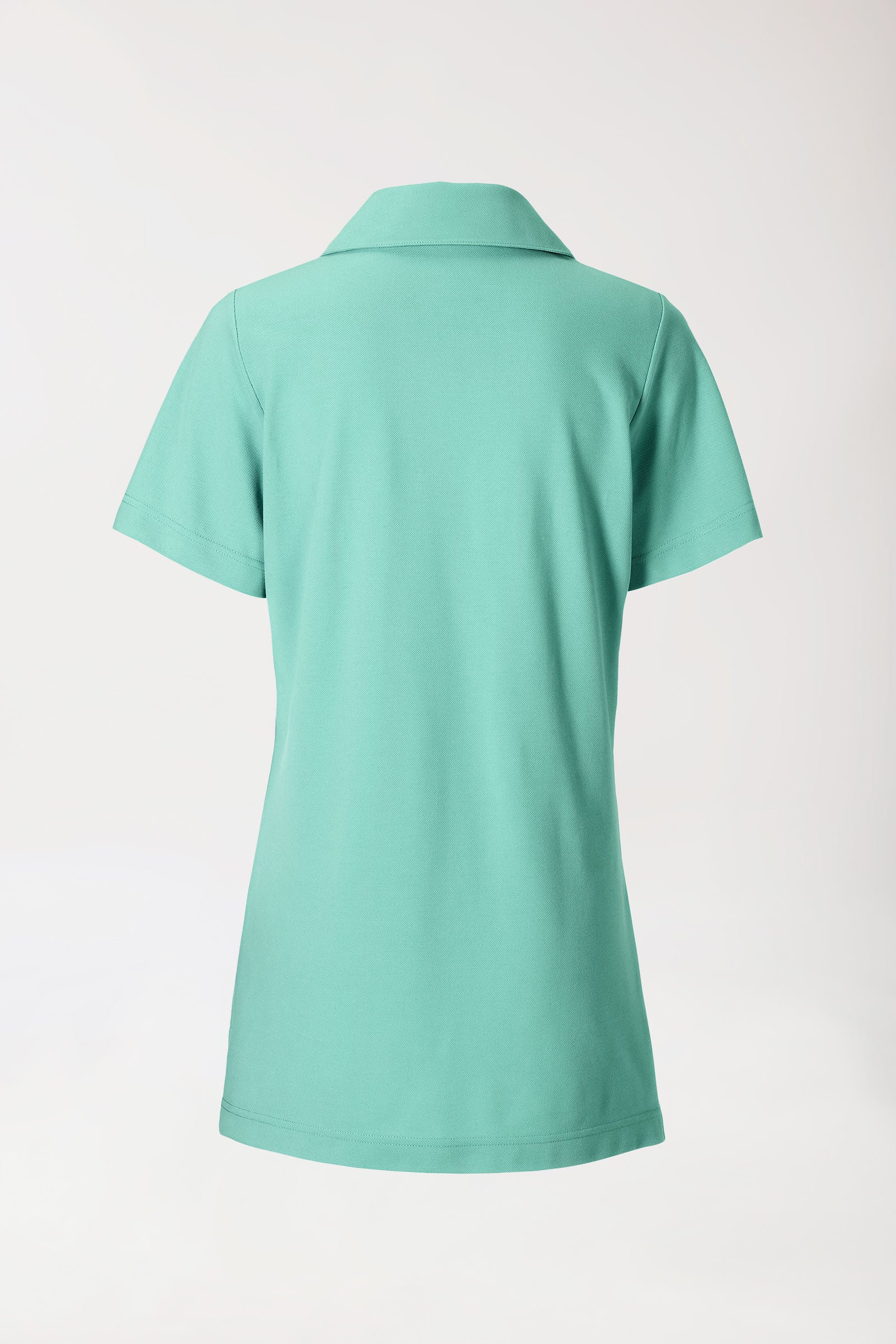 Piqué Longshirt Damen - mit Kragen aqua green, Rückansicht 