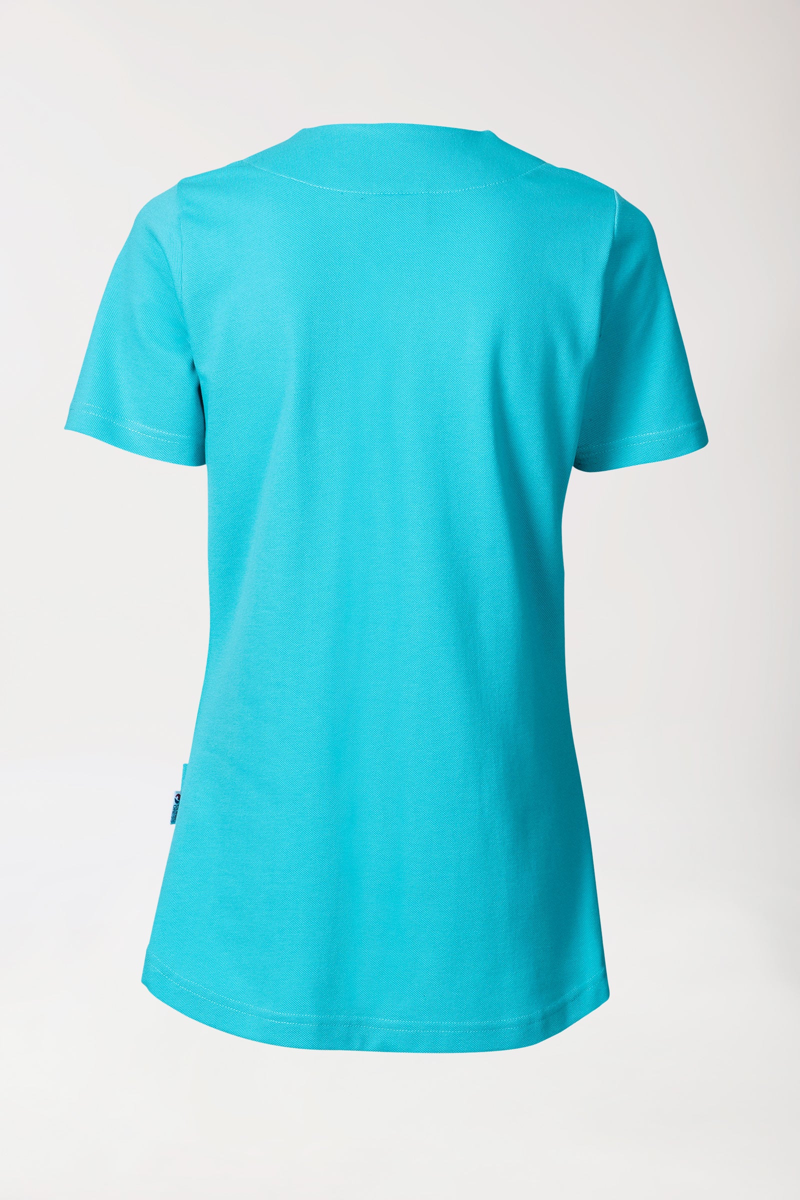 Piqué Longshirt Damen - diagonaler Ausschnitt curaçao, Rückansicht 