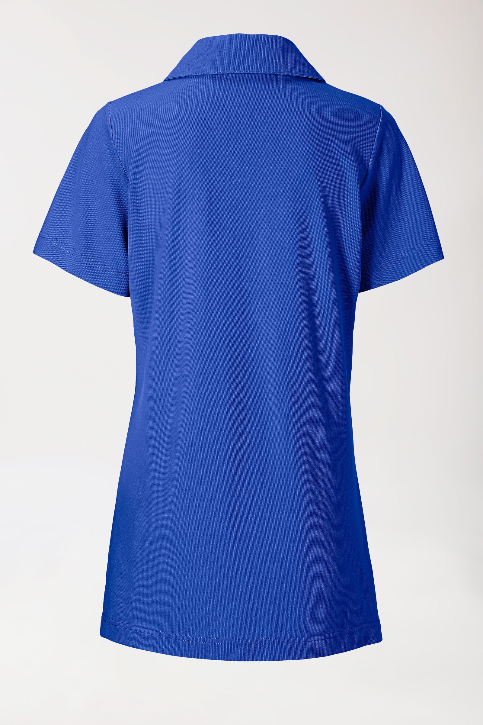 Piqué Longshirt Damen - mit Kragen königsblau, Rückansicht 