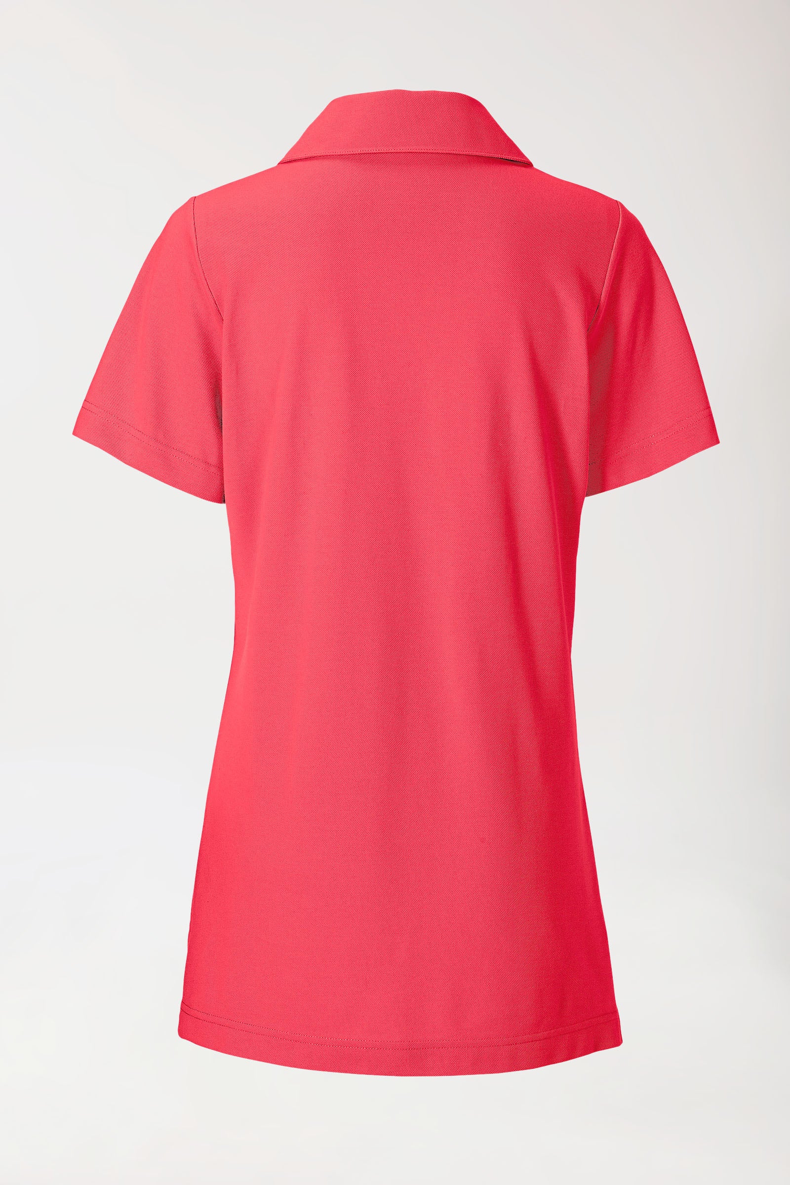Piqué Longshirt Damen - mit Kragen lipstick, Rückansicht 