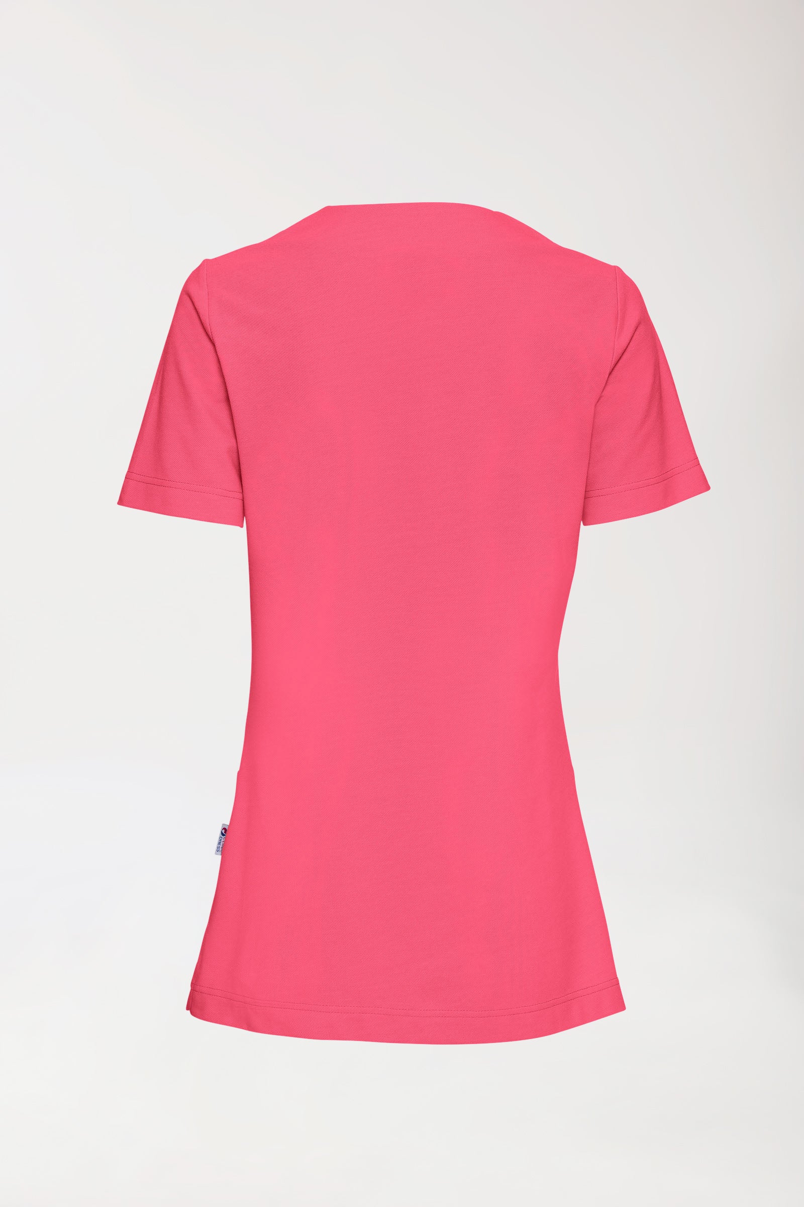 Piqué Longshirt Damen - V-Ausschnitt lipstick, Rückansicht 