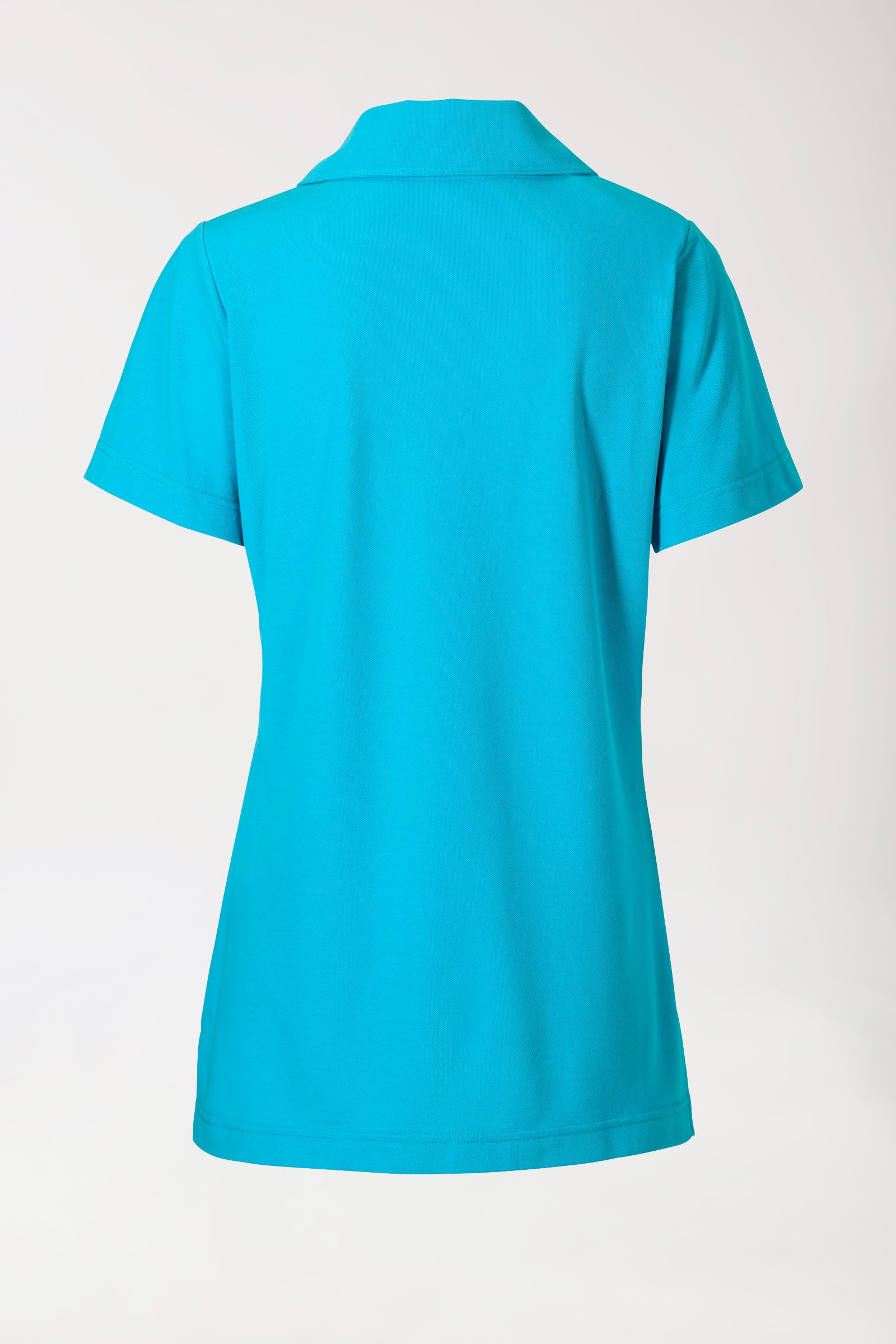 Piqué Longshirt Damen - mit Kragen türkis, Rückansicht 