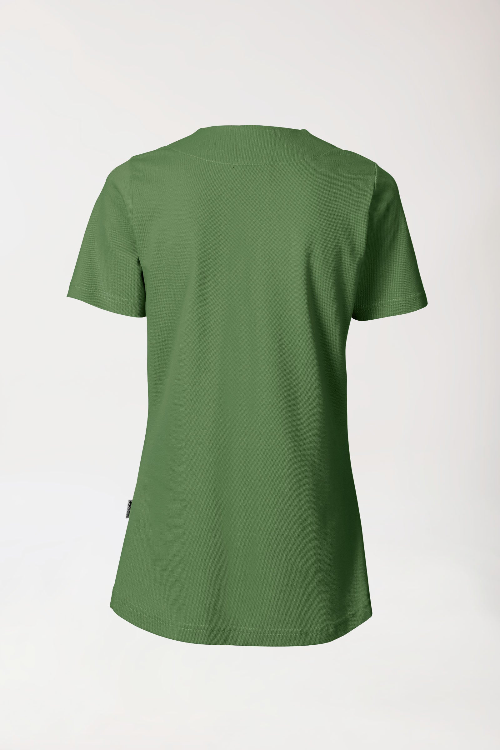 Piqué Longshirt Damen - diagonaler Ausschnitt wiesengrün, Rückansicht 