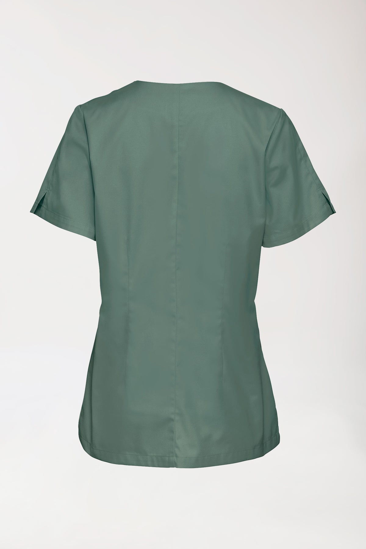 CORE Schlupfkasack Damen curved fit - mit Druckknöpfen dunkelgrün, Rückansicht 