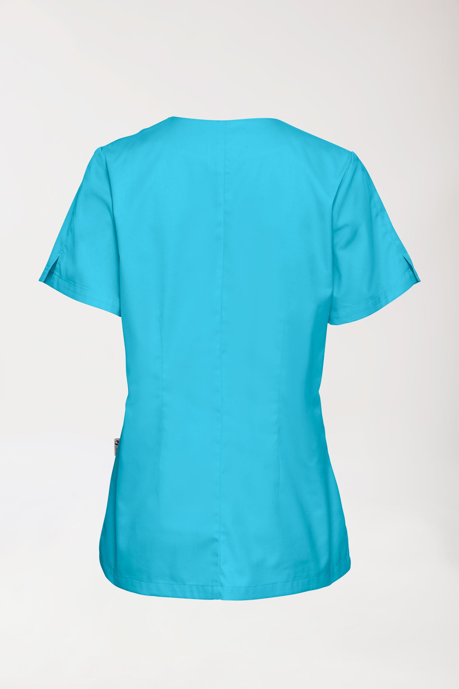 CORE Schlupfkasack Damen curved fit - mit Druckknöpfen türkis, Rückansicht 