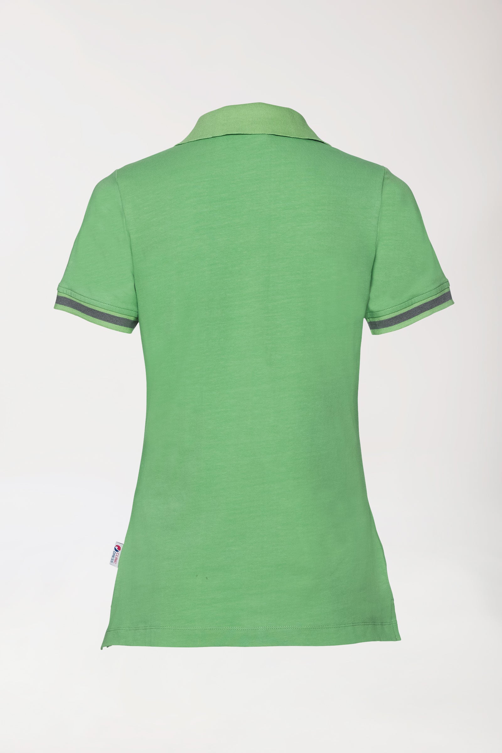 Stretch Shirt Damen - Polokragen apfelgrün/dunkelgrau melange, Rückansicht 