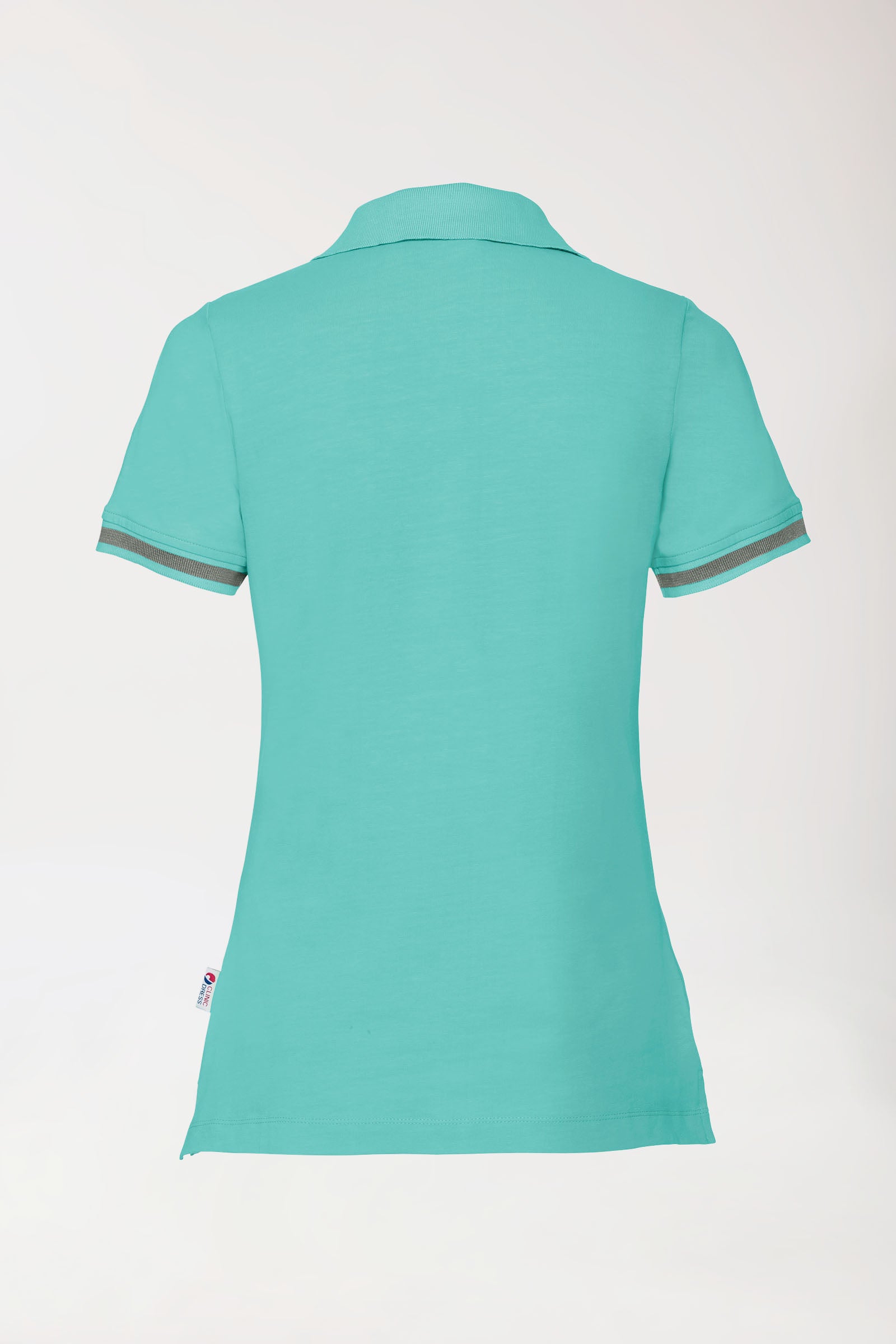 Stretch Shirt Damen - Polokragen aqua green/dunkelgrau melange
