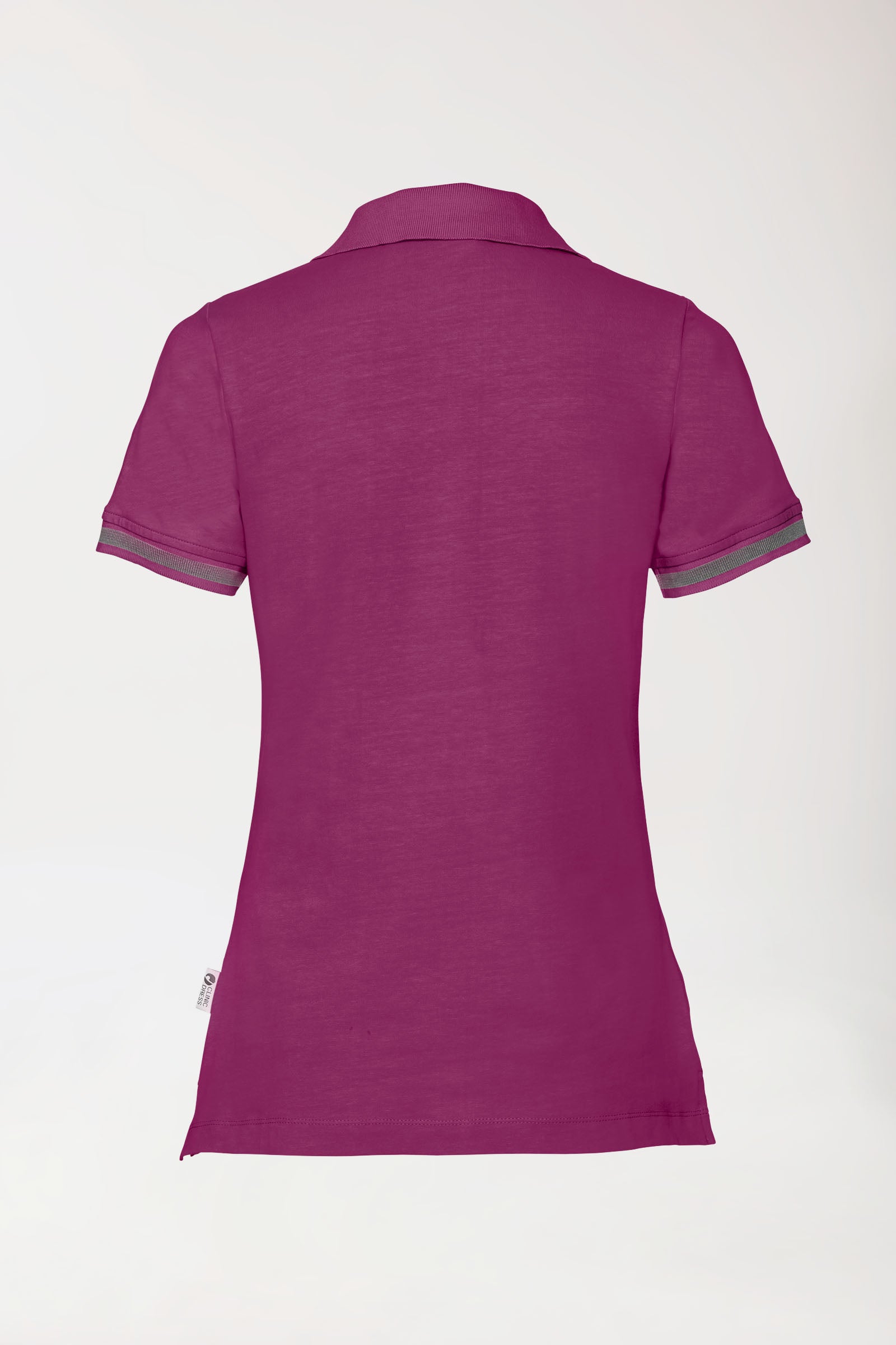 Stretch Shirt Damen - Polokragen berry/dunkelgrau melange