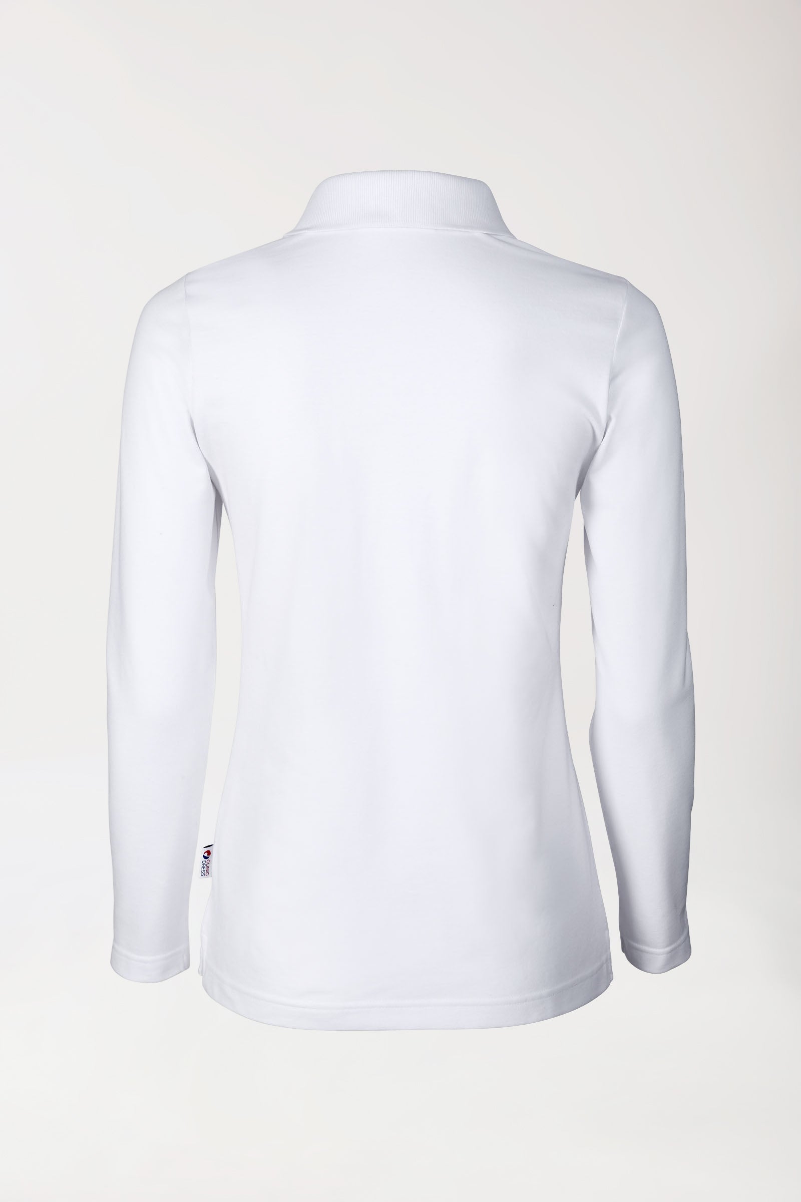 Stretch Shirt Damen - 1/1 Arm mit Polokragen weiß, Rückansicht 