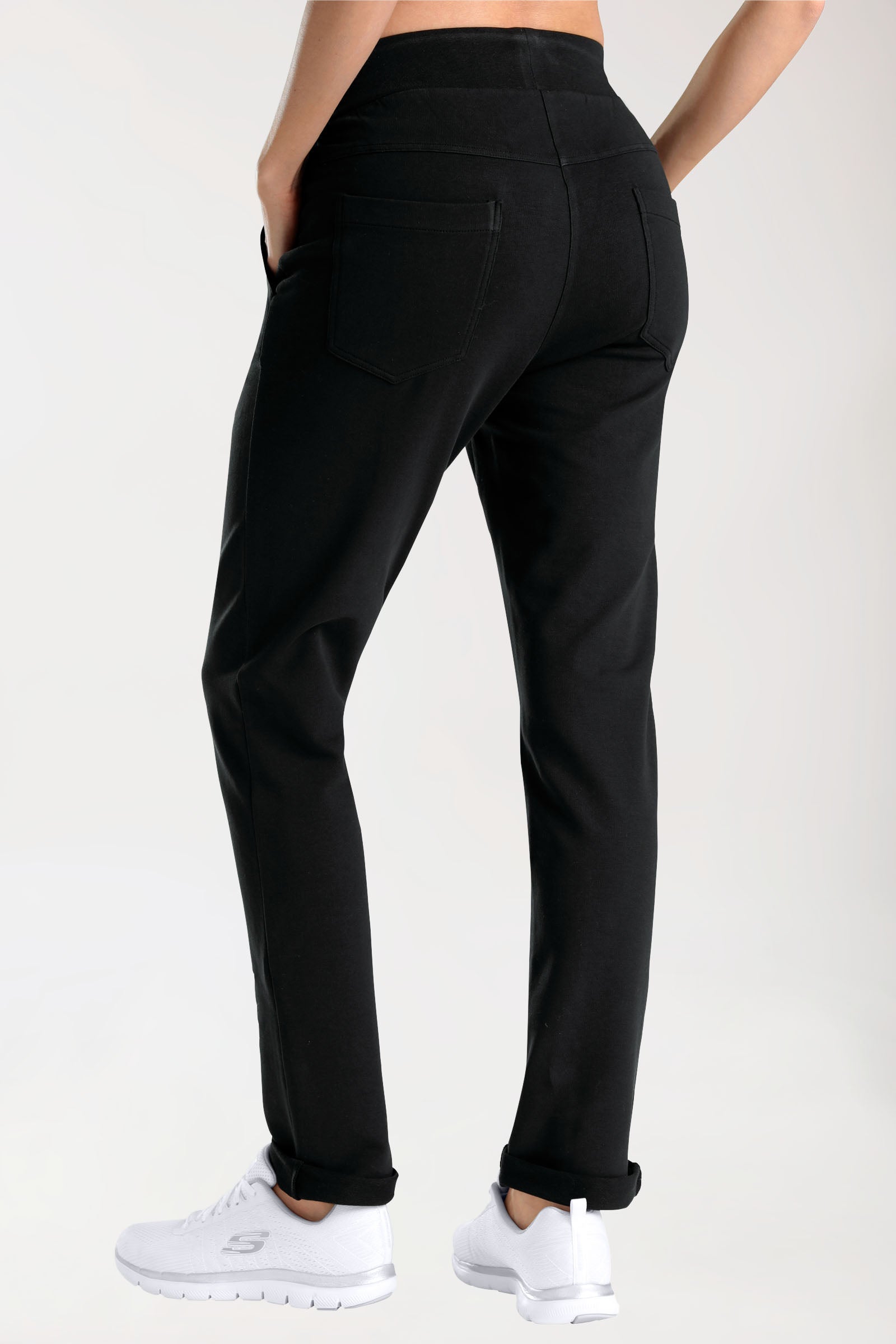 Sweathose für Damen Schlupfhose Schwarz, Rückansicht 