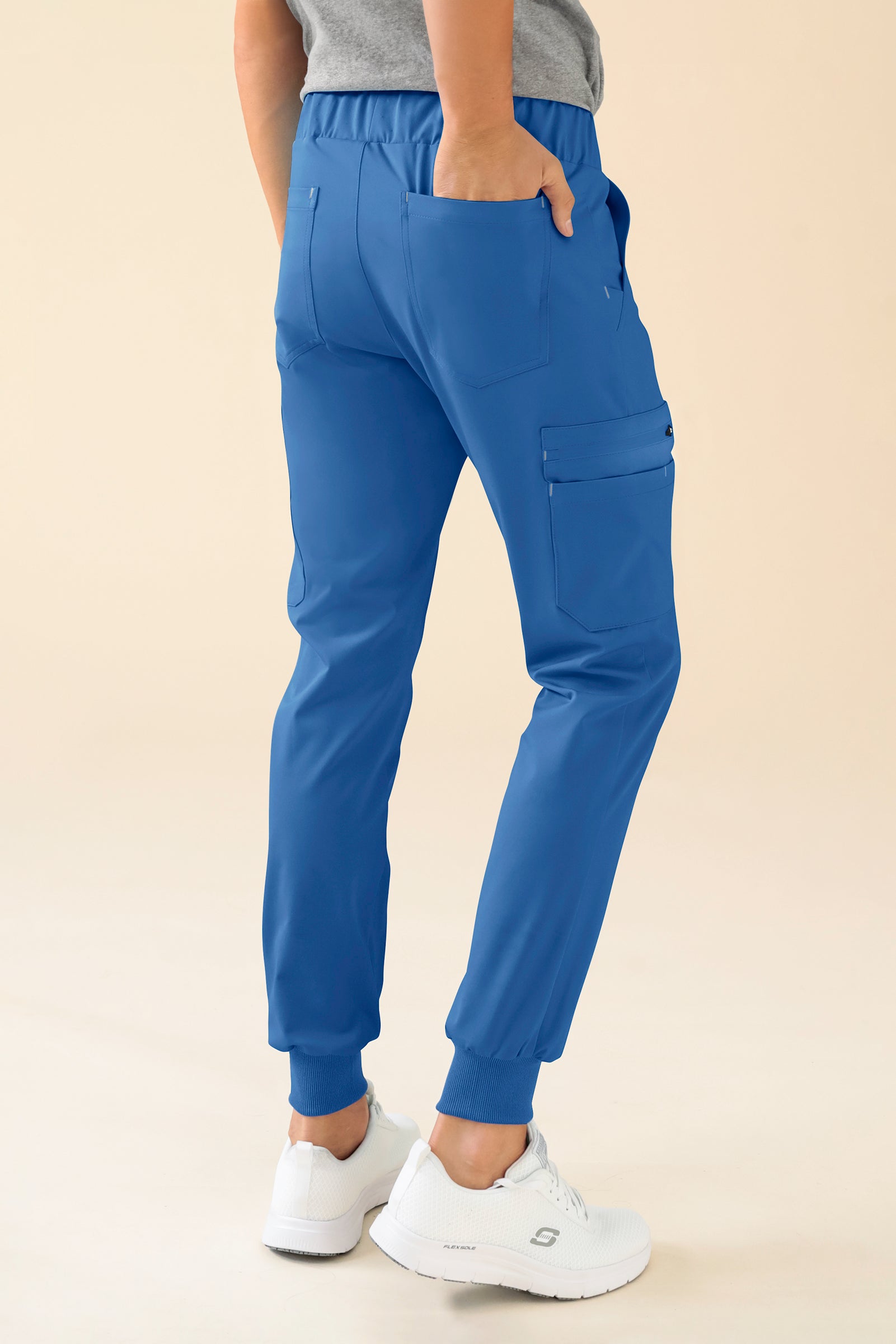 KAERE Hose Herren - Saumbündchen mit Beintaschen blau, Rückansicht 