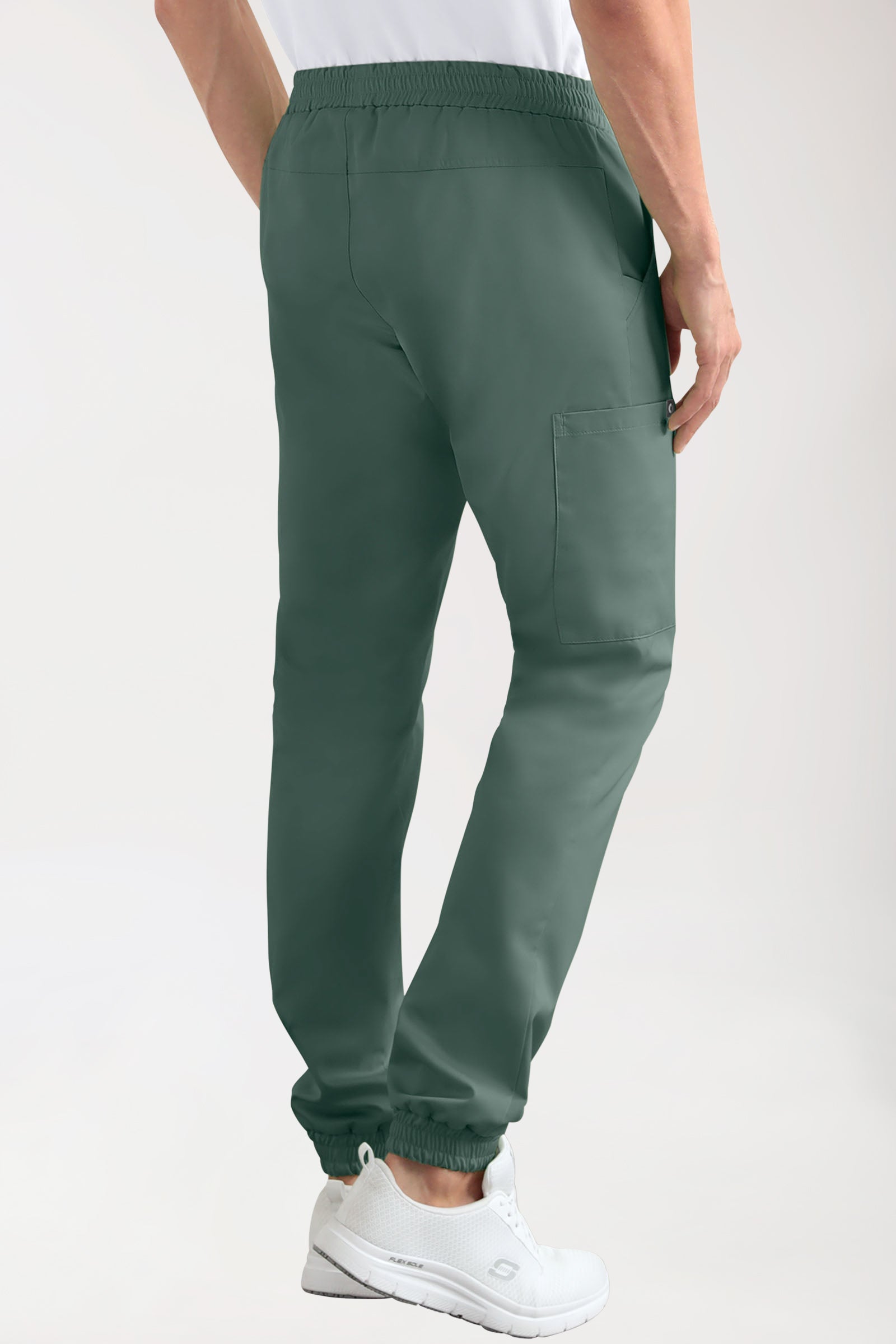 CORE Cargohose Herren - Jogpants Style dunkelgrün, Rückansicht 