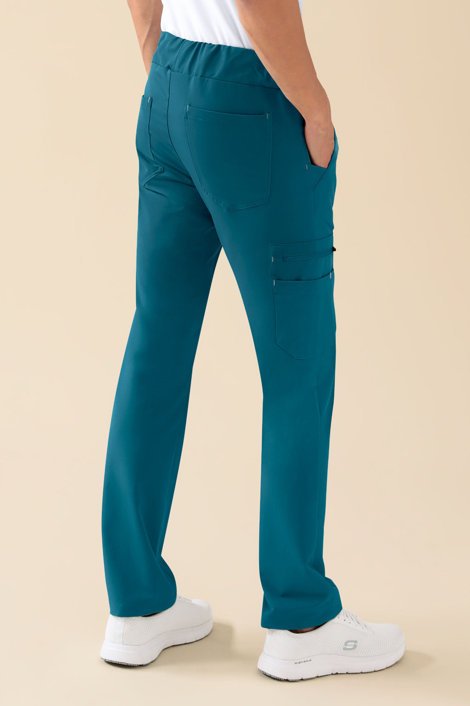 KAERE Hose Herren - gerader Saum mit Beintaschen petrol, Rückansicht 