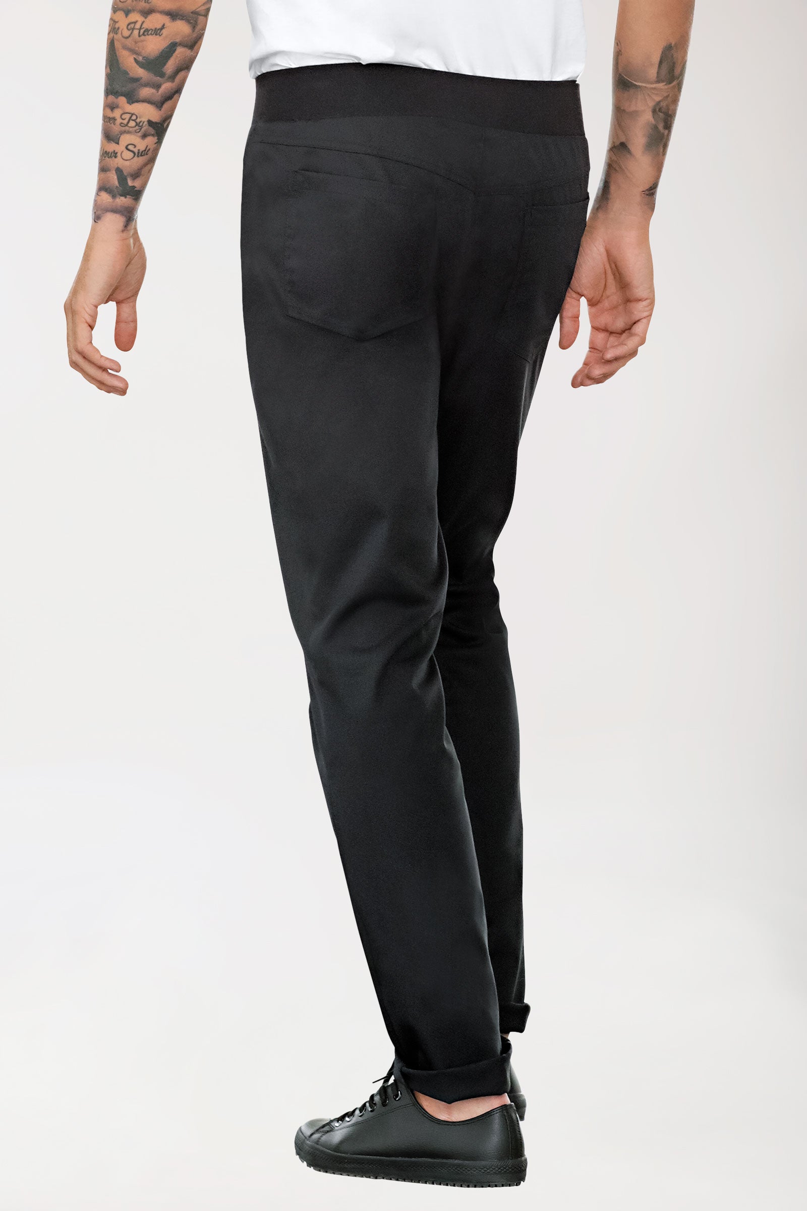 Hose für Herren Strickbund Schwarz, Rückansicht 
