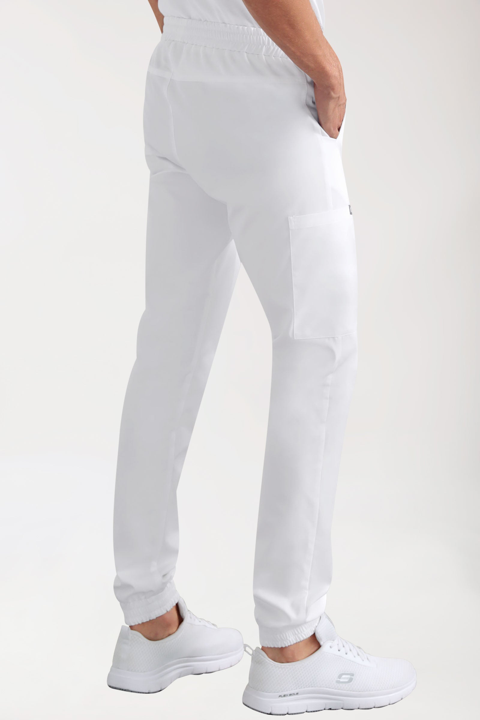 CORE Cargohose Herren - Jogpants Style weiß, Rückansicht 