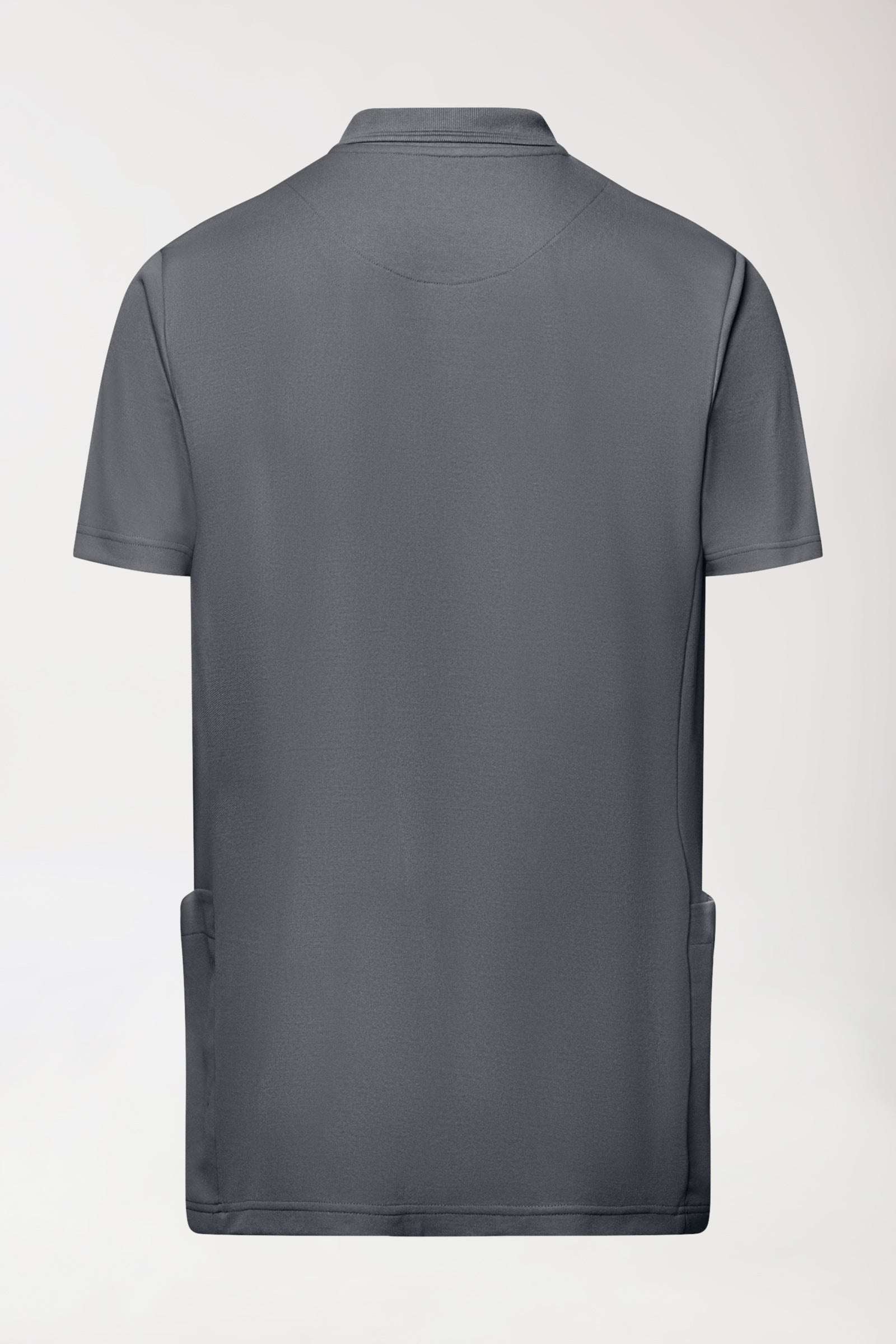 COMFY FLEX Stretch Schlupfkasack Herren - Polokragen steingrau, Rückansicht 