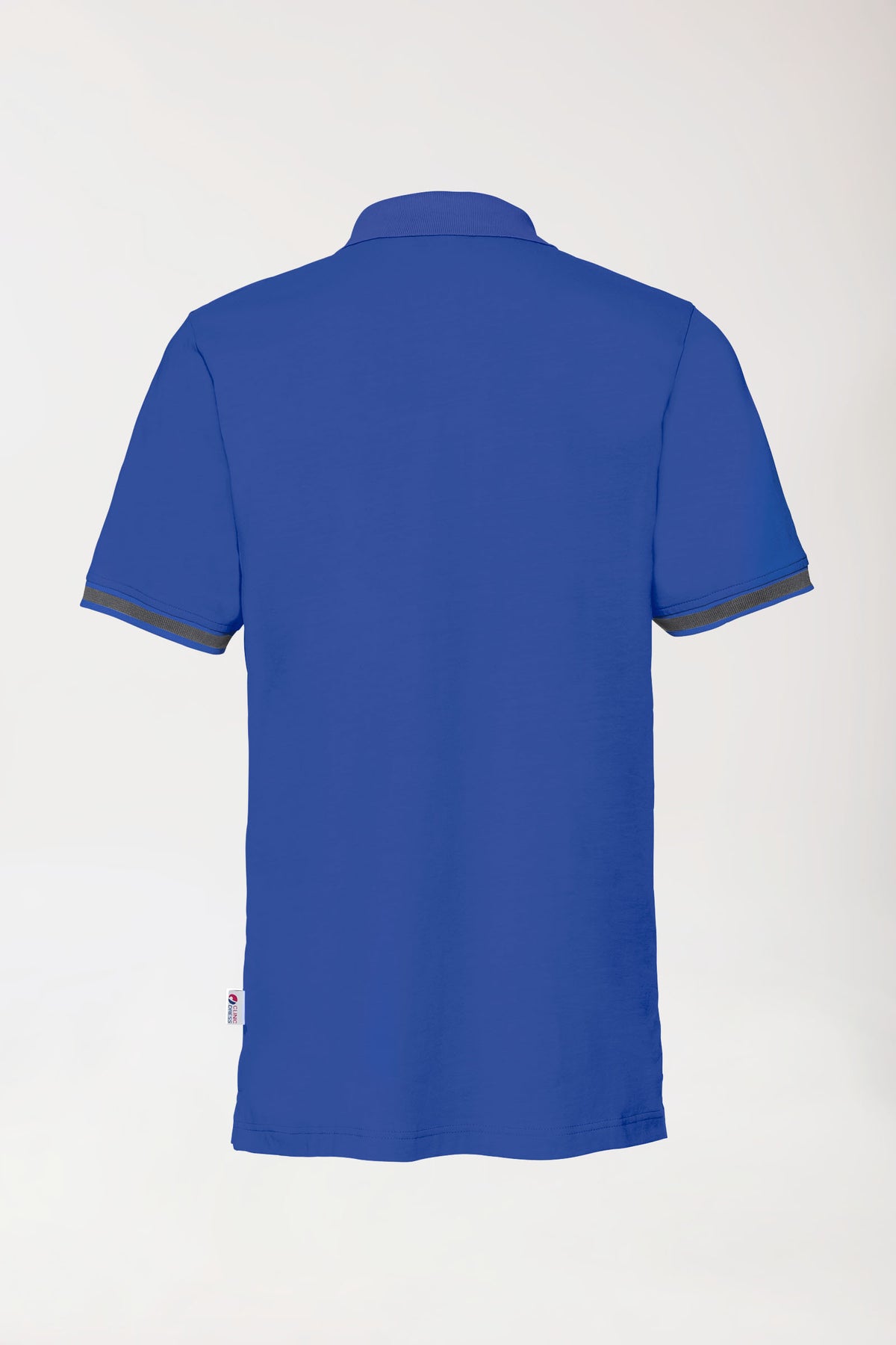 Stretch Shirt Herren - Polokragen königsblau/dunkelgrau melange, Rückansicht 