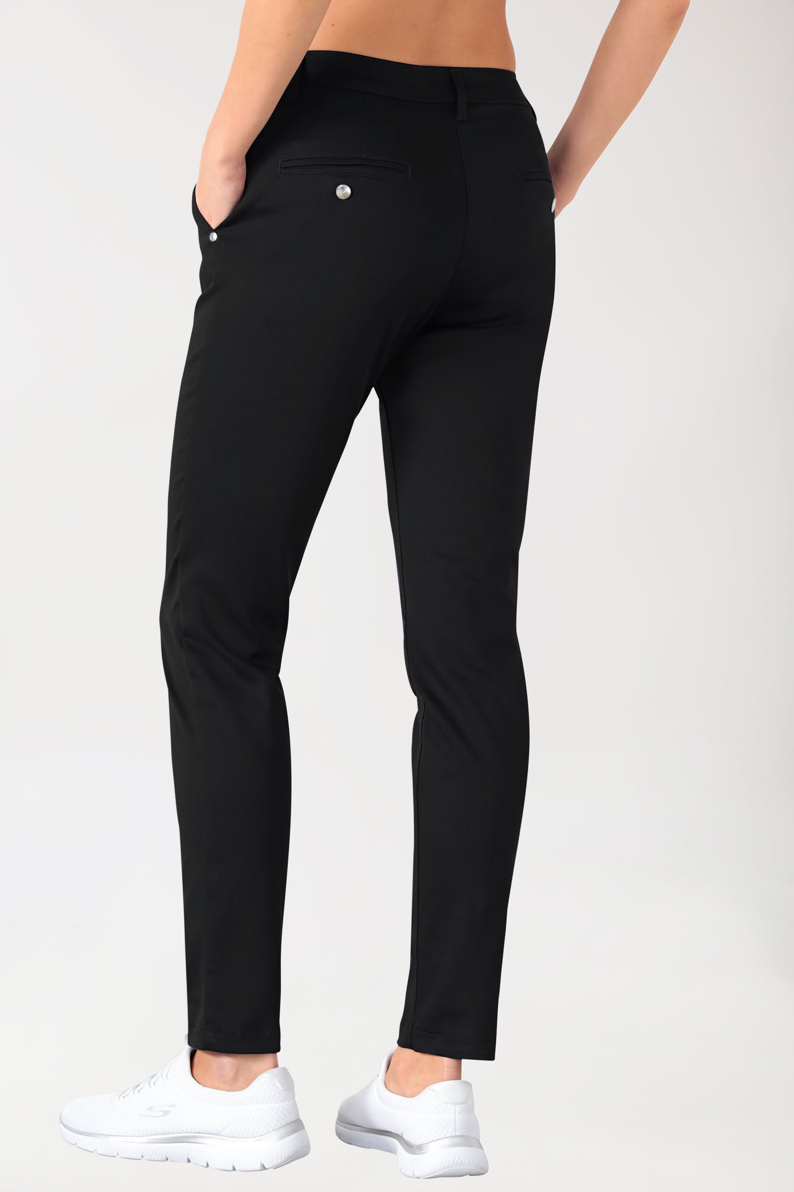 Stretch Hose Damen - Chino Style schwarz, Rückansicht 