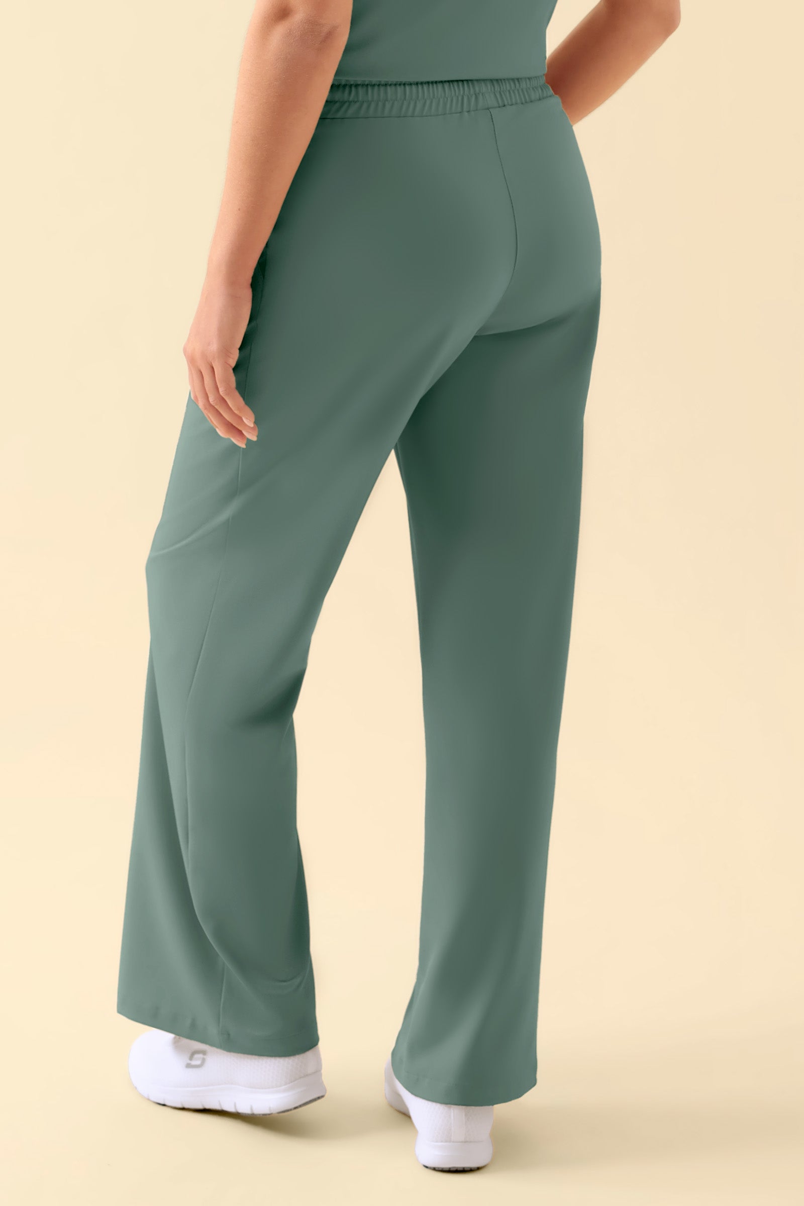 KAERE Hose Damen - weites Bein dunkelgrün, Rückansicht 