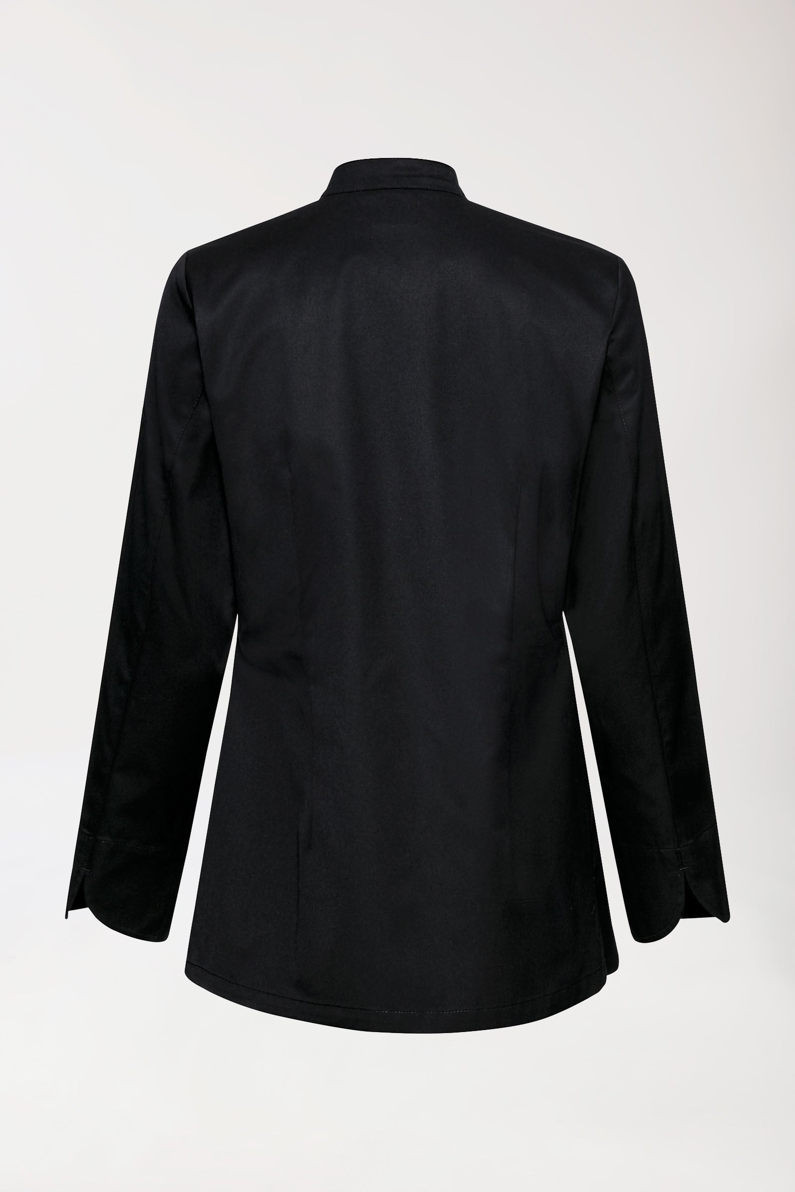 Gastro Kochjacke Damen - 6er Knopfreihe - 1/1 Arm schwarz, Rückansicht 