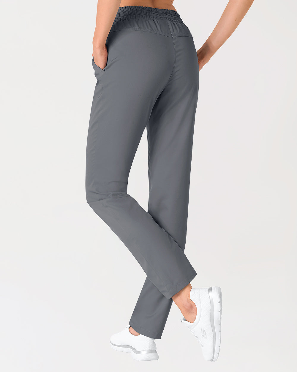 Hose Unisex - hoher Bund steingrau, Rückansicht 