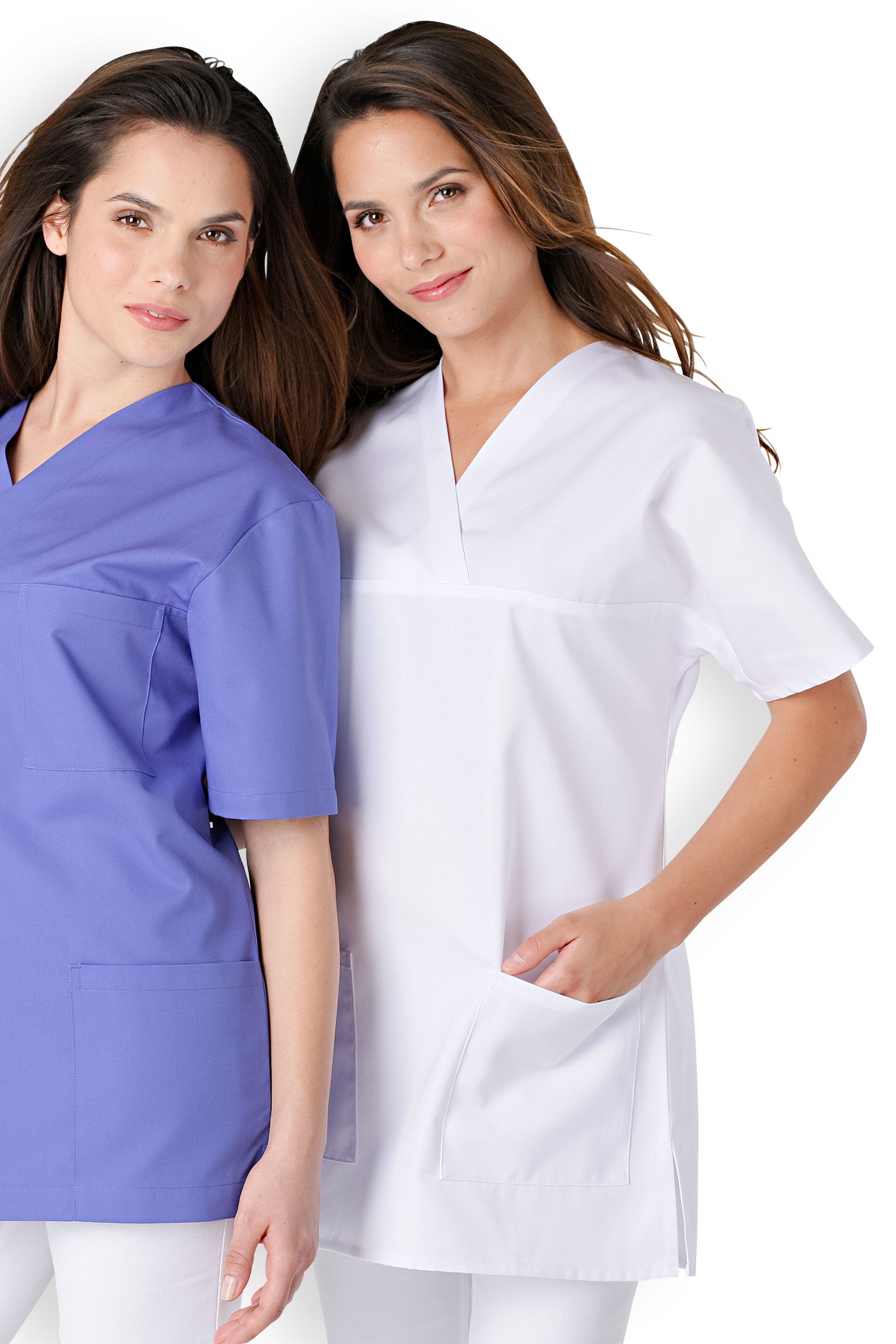 Schlupfkasack Damen Weiß V-Ausschnitt