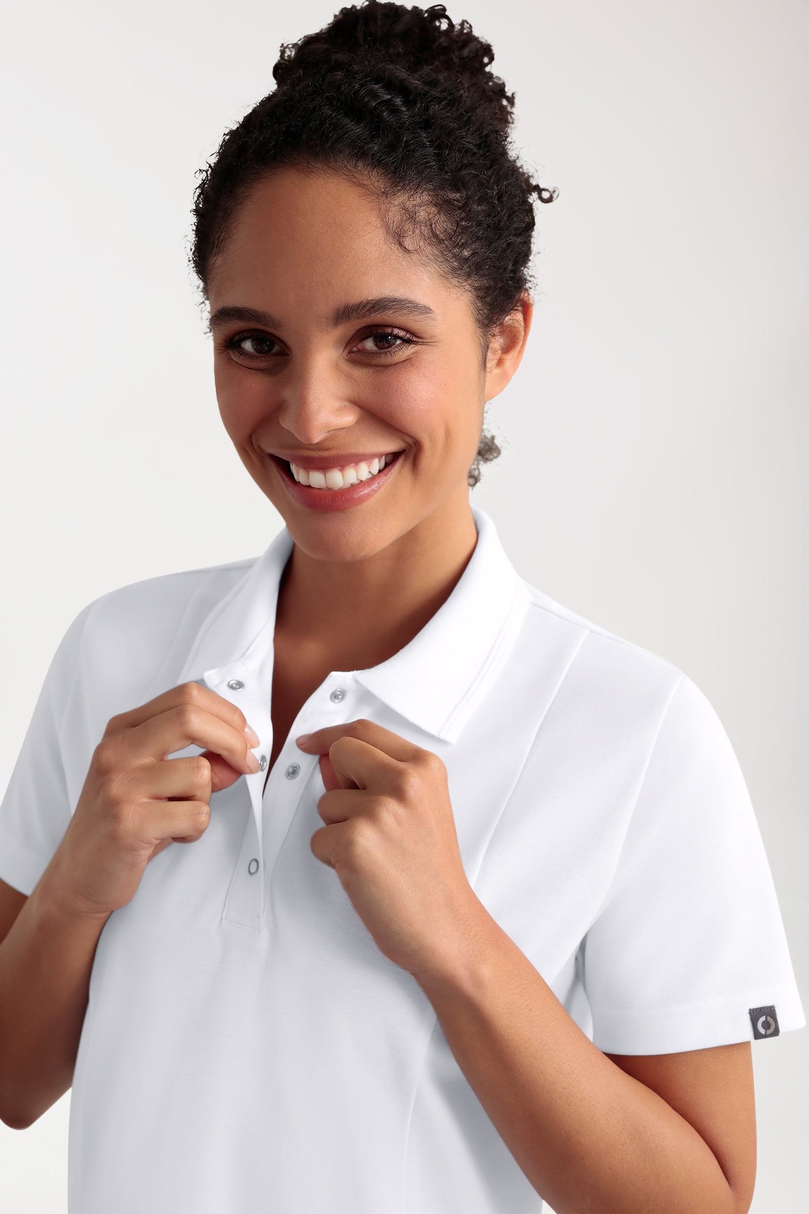 COMFY FLEX Stretch Schlupfkasack Damen - Polokragen weiß