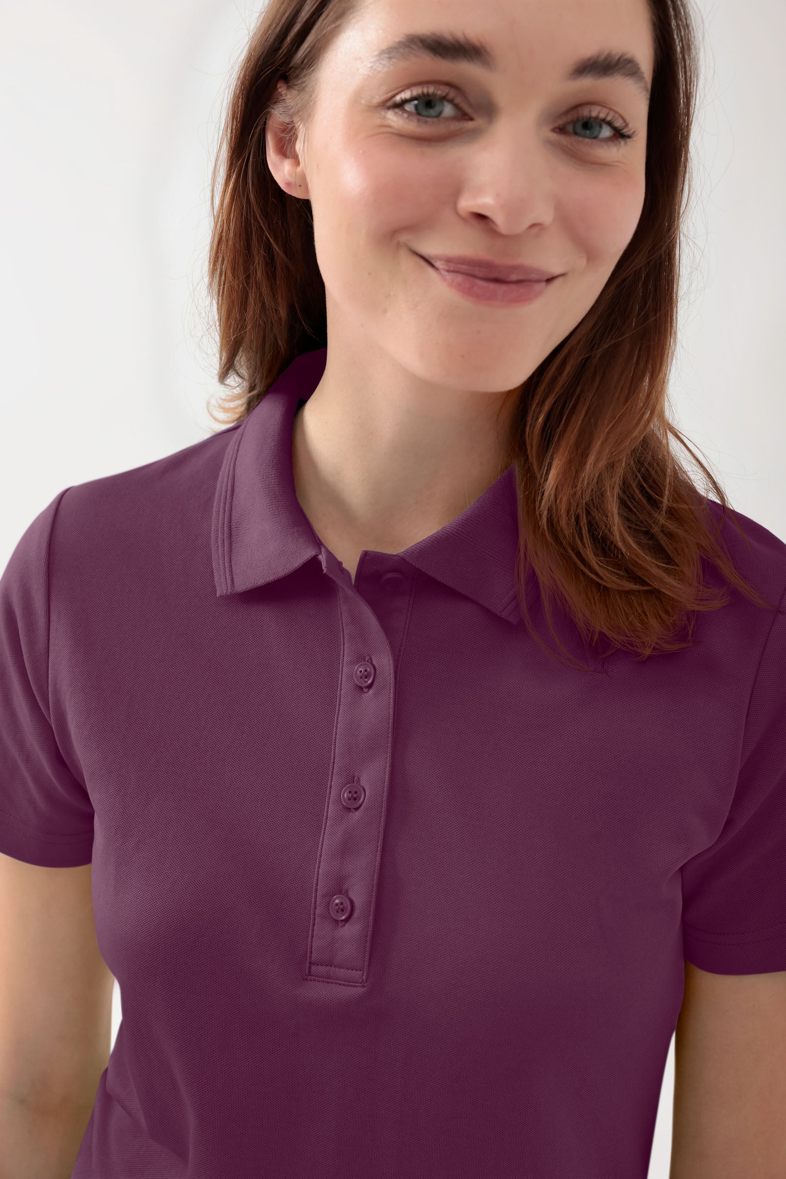 COMFY FLEX Stretch Shirt Damen - Polokragen pflaume