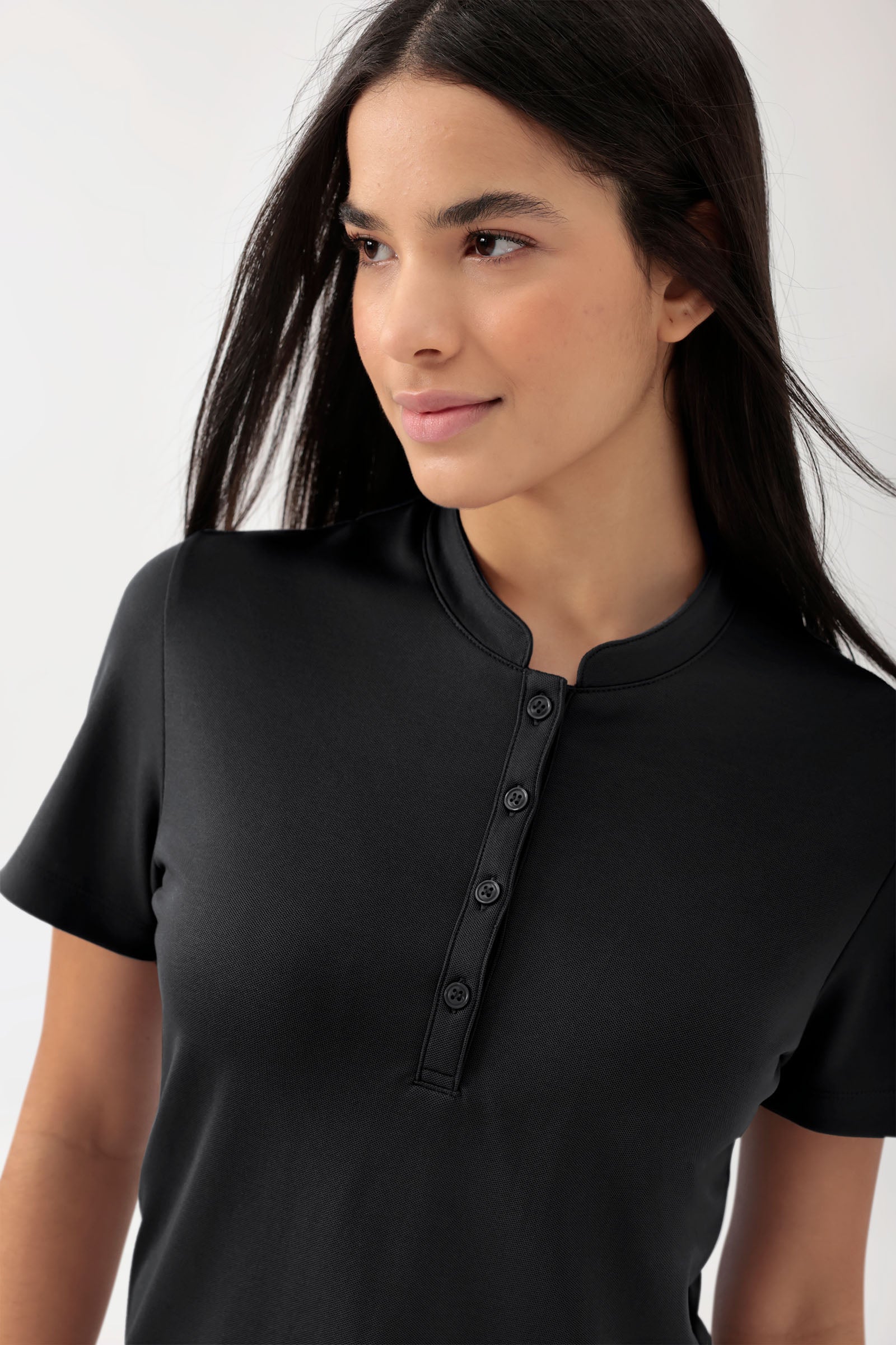 COMFY FLEX Stretch Shirt Damen - Stehkragen schwarz