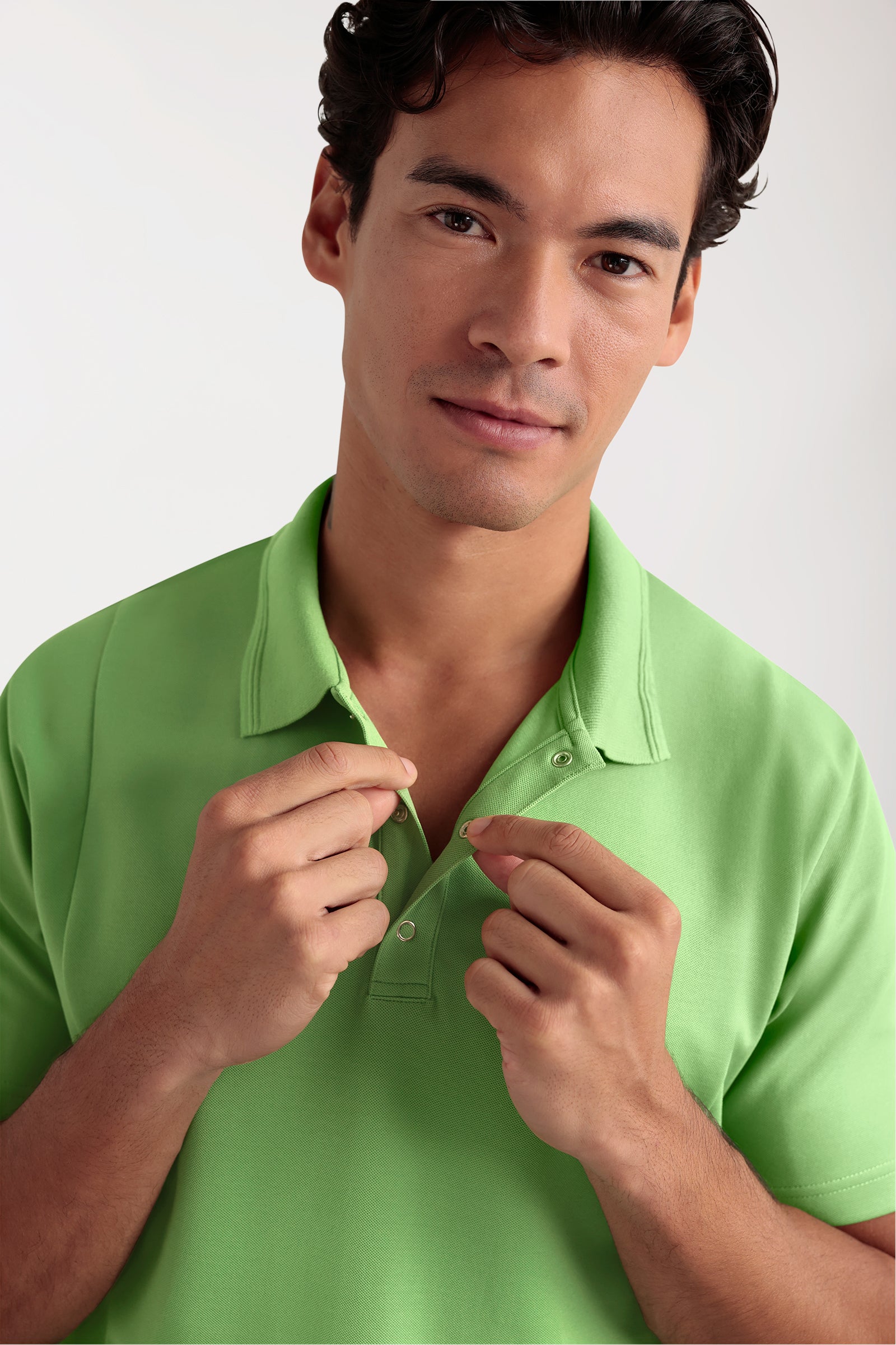 COMFY FLEX Stretch Schlupfkasack Herren - Polokragen apfelgrün