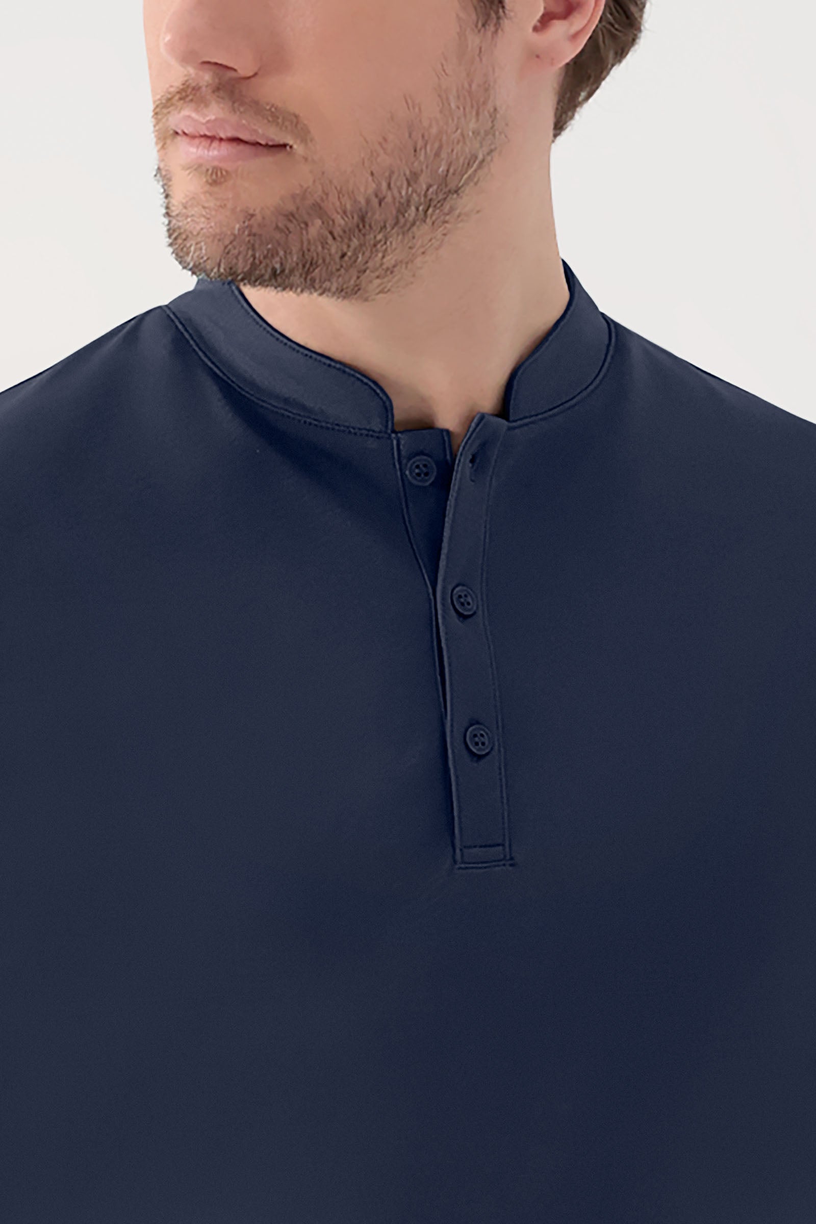 COMFY FLEX Stretch Shirt Herren - Stehkragen navy