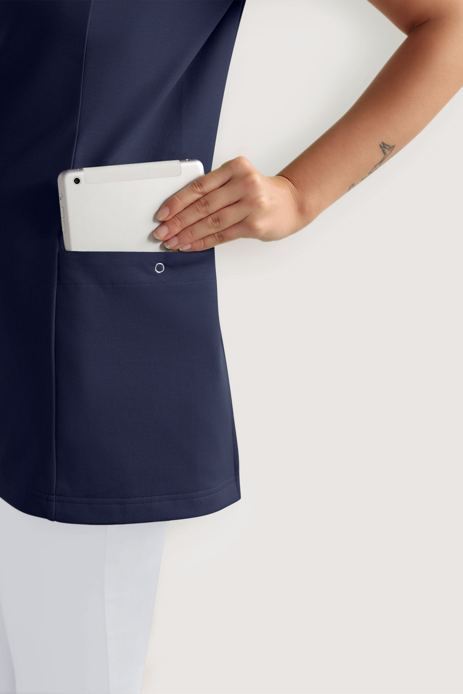 COMFY FLEX Stretch Schlupfkasack Damen - mit Druckknöpfen navy