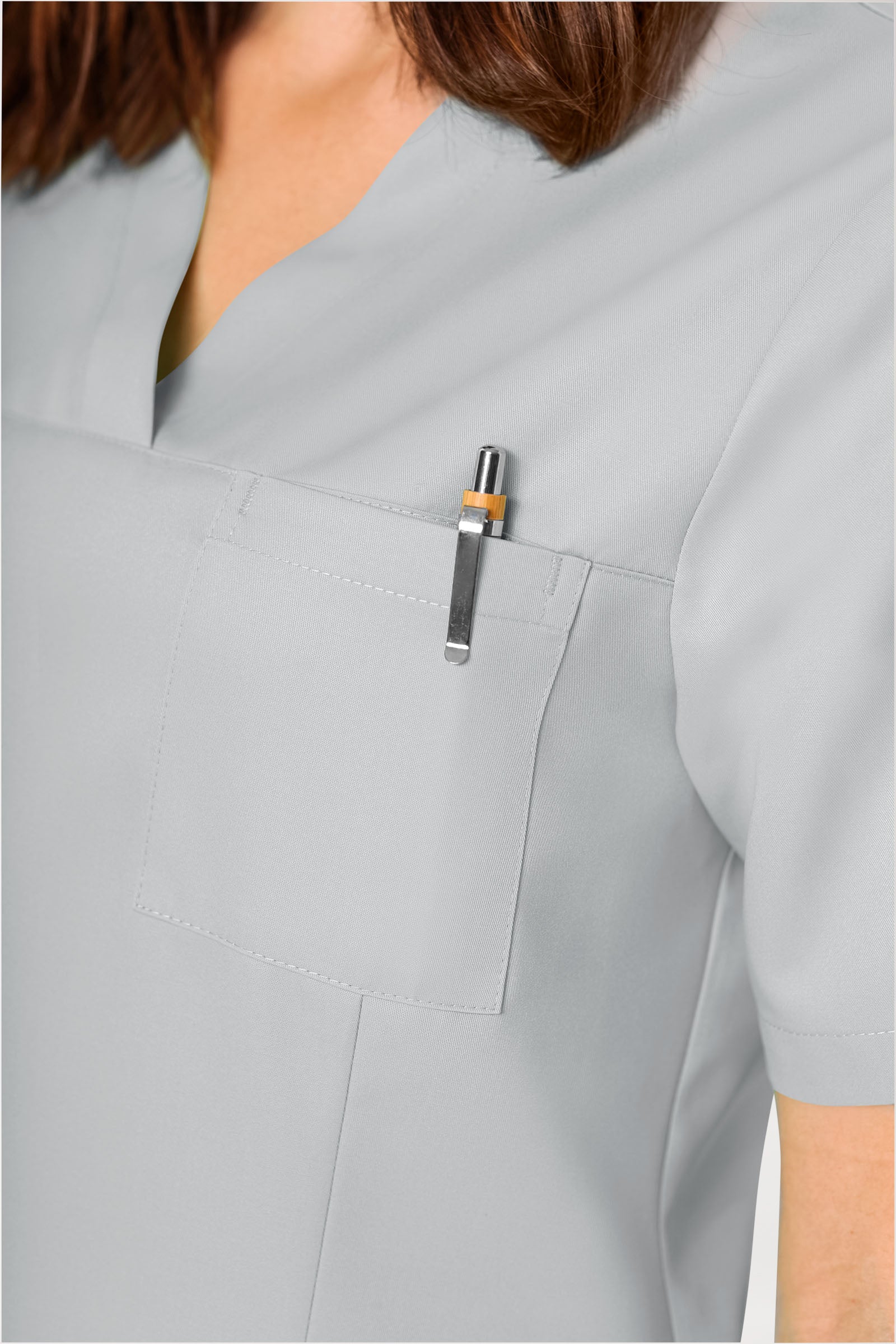 GREEN Schlupfkasack Damen - V-Ausschnitt perlgrau