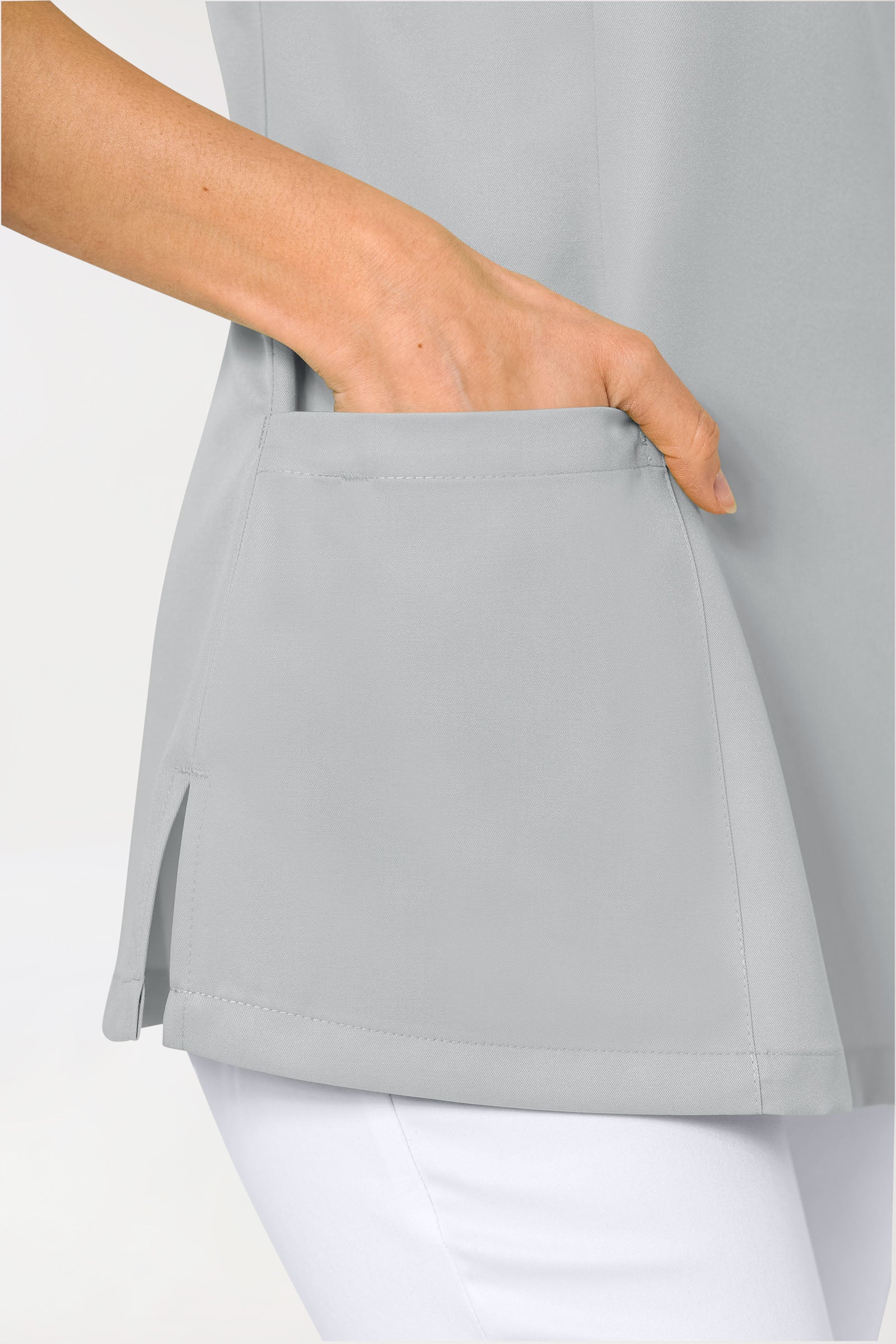 GREEN Schlupfkasack Damen - V-Ausschnitt perlgrau