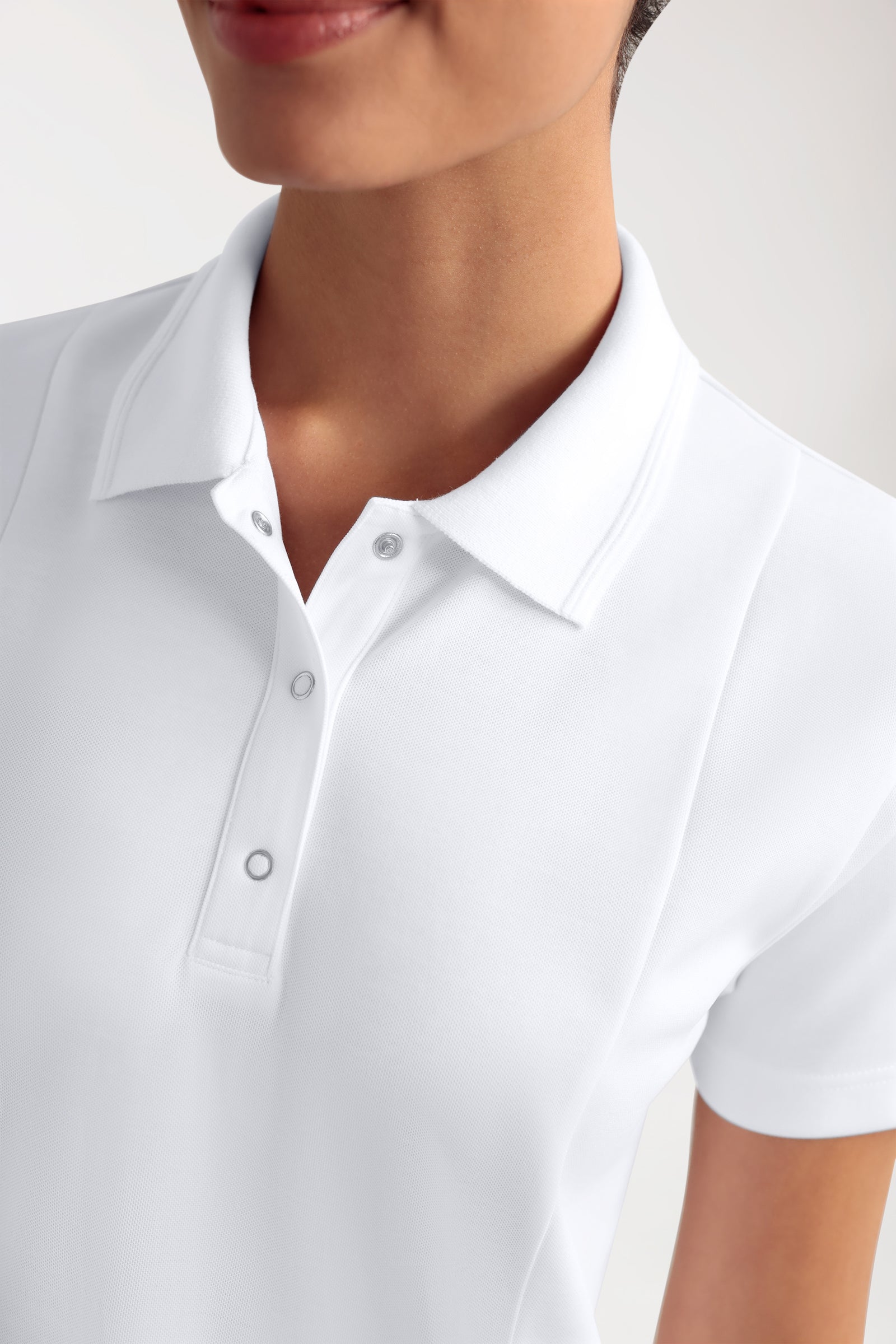 COMFY FLEX Stretch Schlupfkasack Damen - Polokragen weiß