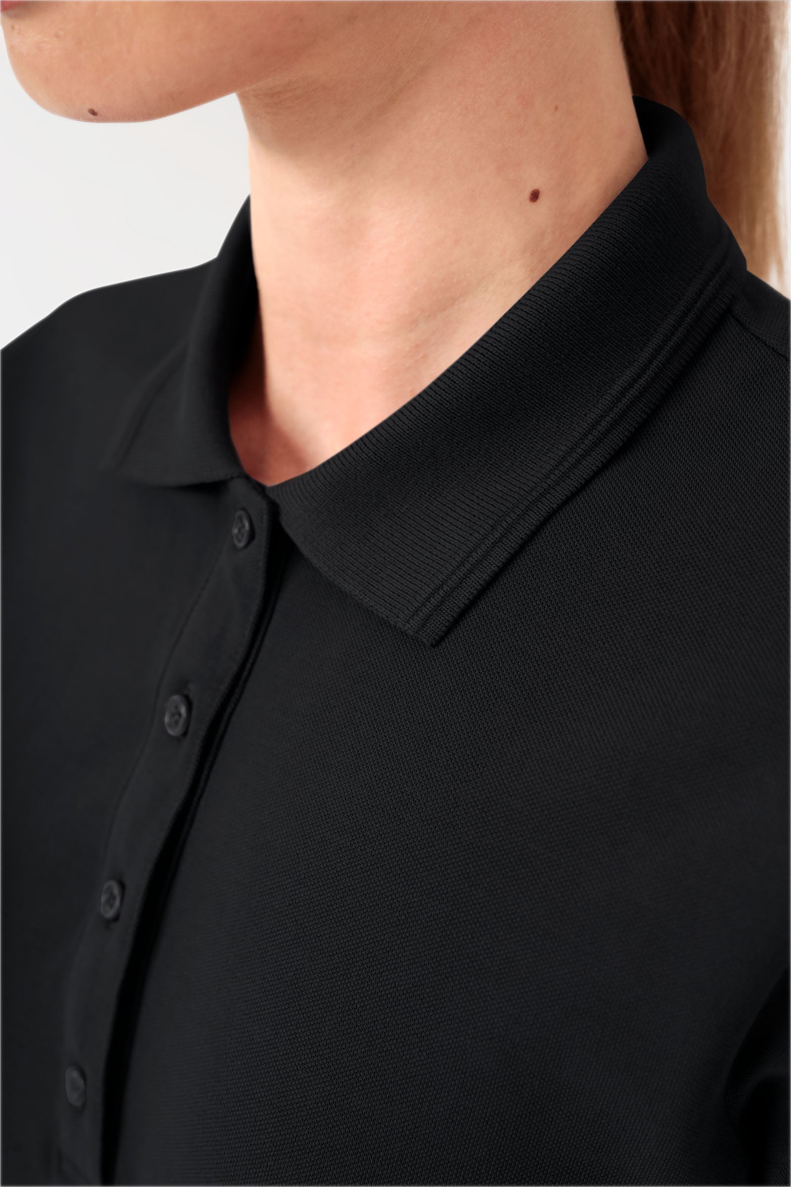 COMFY FLEX Stretch Shirt Damen - Polokragen schwarz