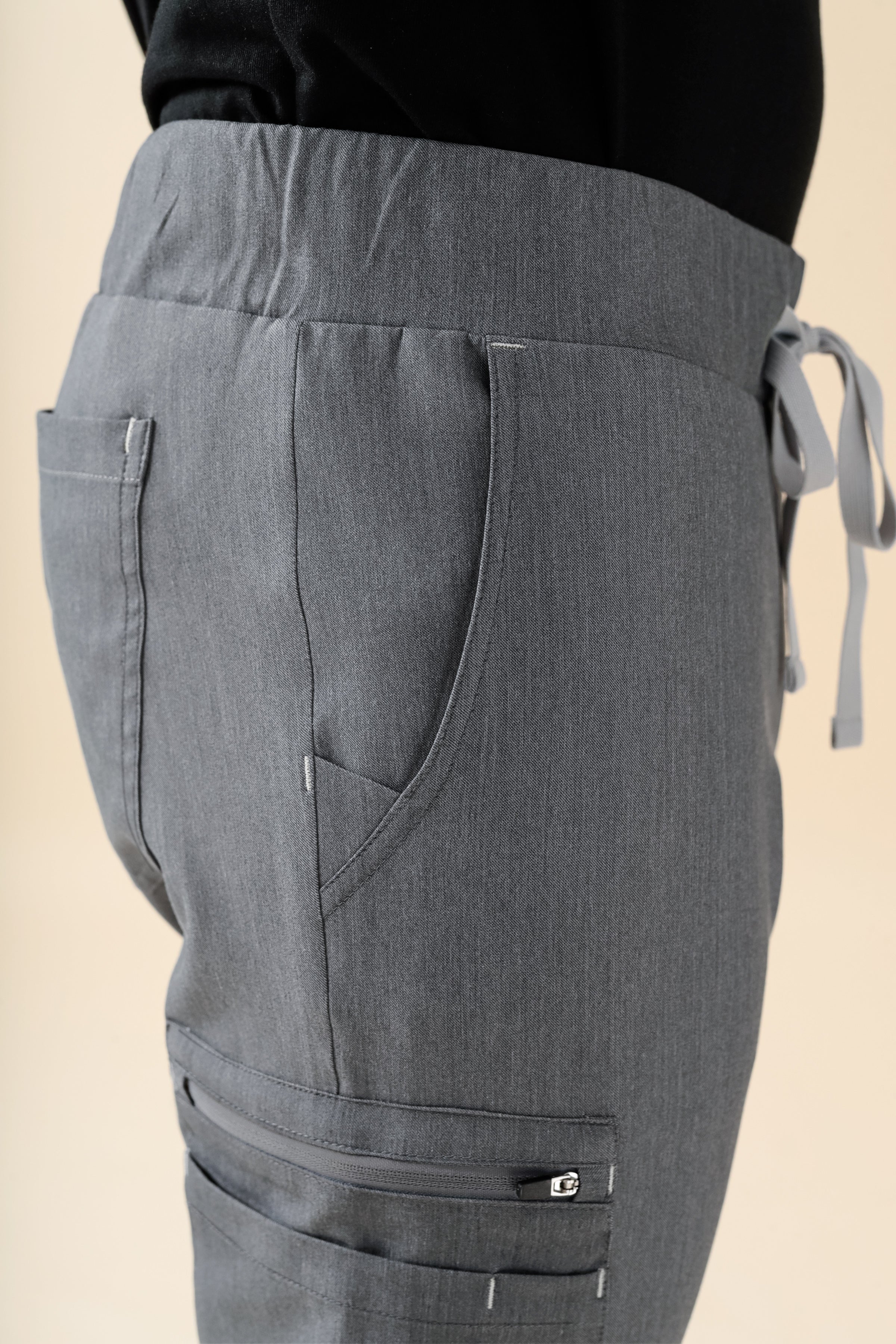 KAERE Hose Herren - Saumbündchen Kurzgr. mit Beintaschen grau melange