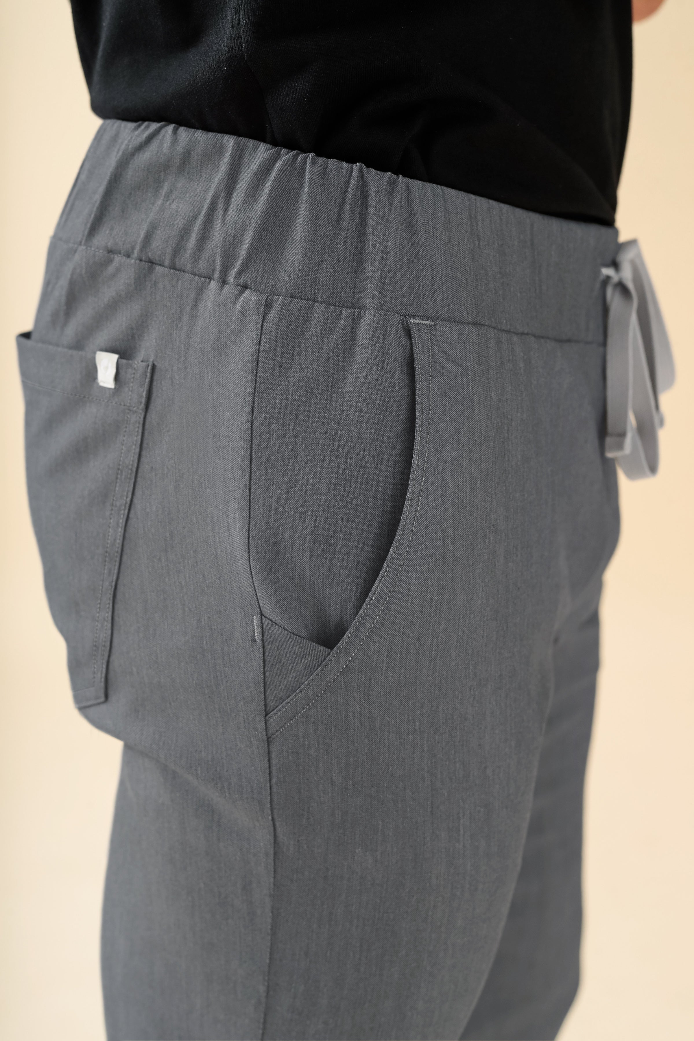 KAERE Hose Herren - gerader Saum ohne Beintaschen grau melange