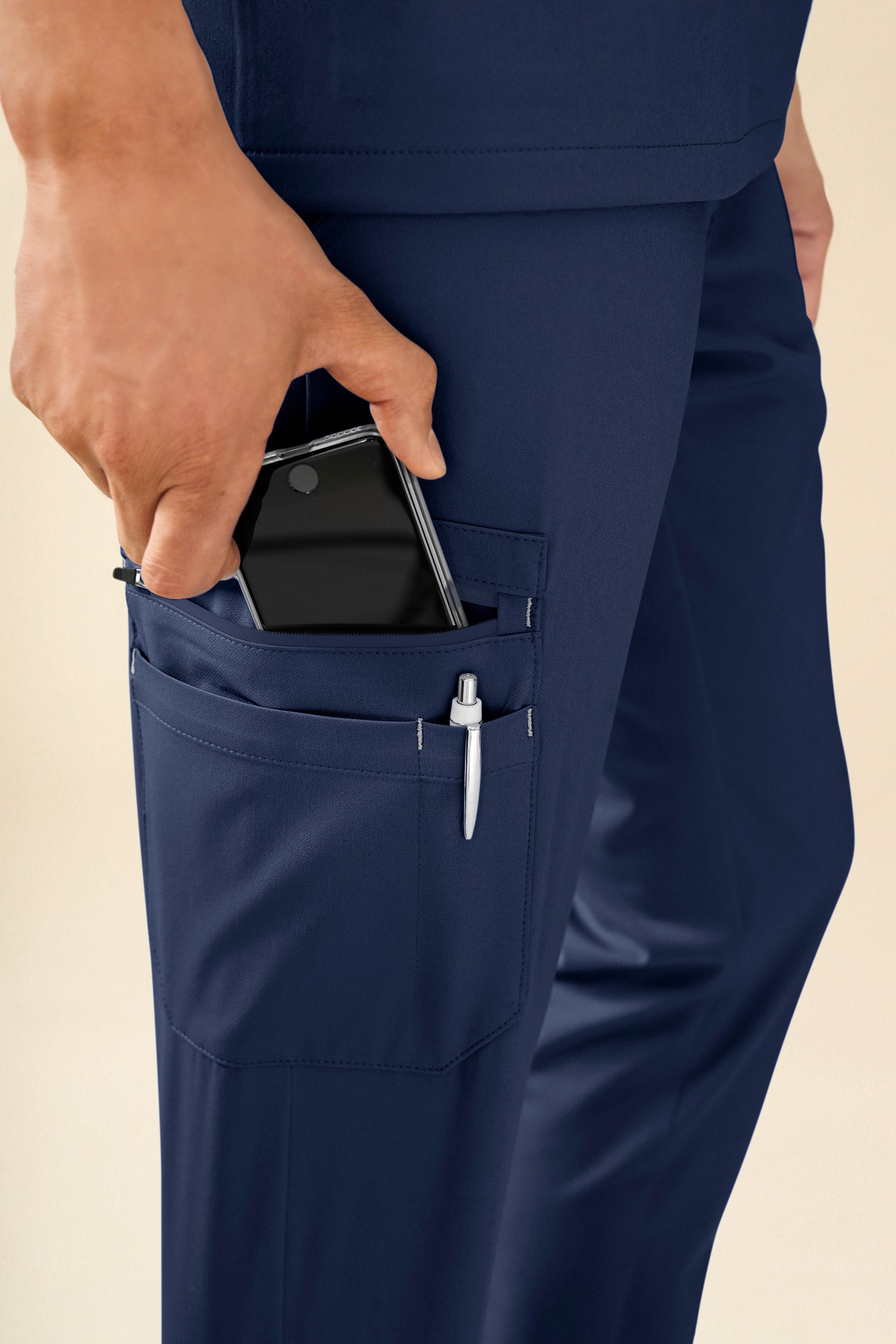 KAERE Hose Herren - gerader Saum mit Beintaschen navy