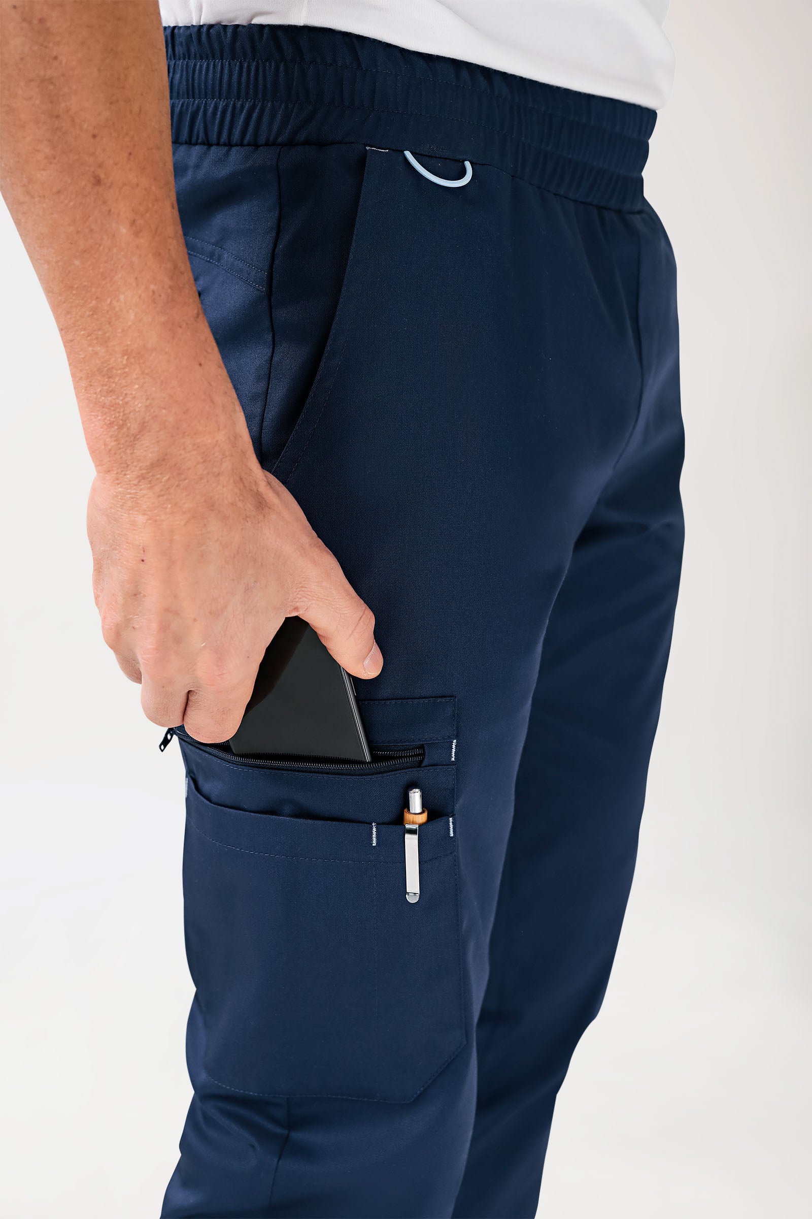 CLINIC STRETCH Hose Herren - Saumbündchen navy/himmelblau